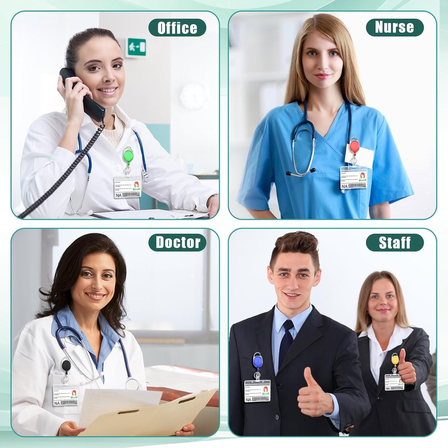 Honoson 20 Pcs Heavy Duty Retractable Badge Reels Batch ID Badge Holder Retractable Clip Bulk Key Holder with Ring for Office Worker Employee, Doctor Nurse Gifts (Bright Color)