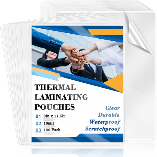 100 Pack 9x11.5inch 10mil Letter Size Laminating Sheets Thermal Laminating Pouches Paper Laminator Sheets File Card Laminator Pouches 8.5x11inch for Permits Cards File Photos (100, 9"x11.5"-10mil)