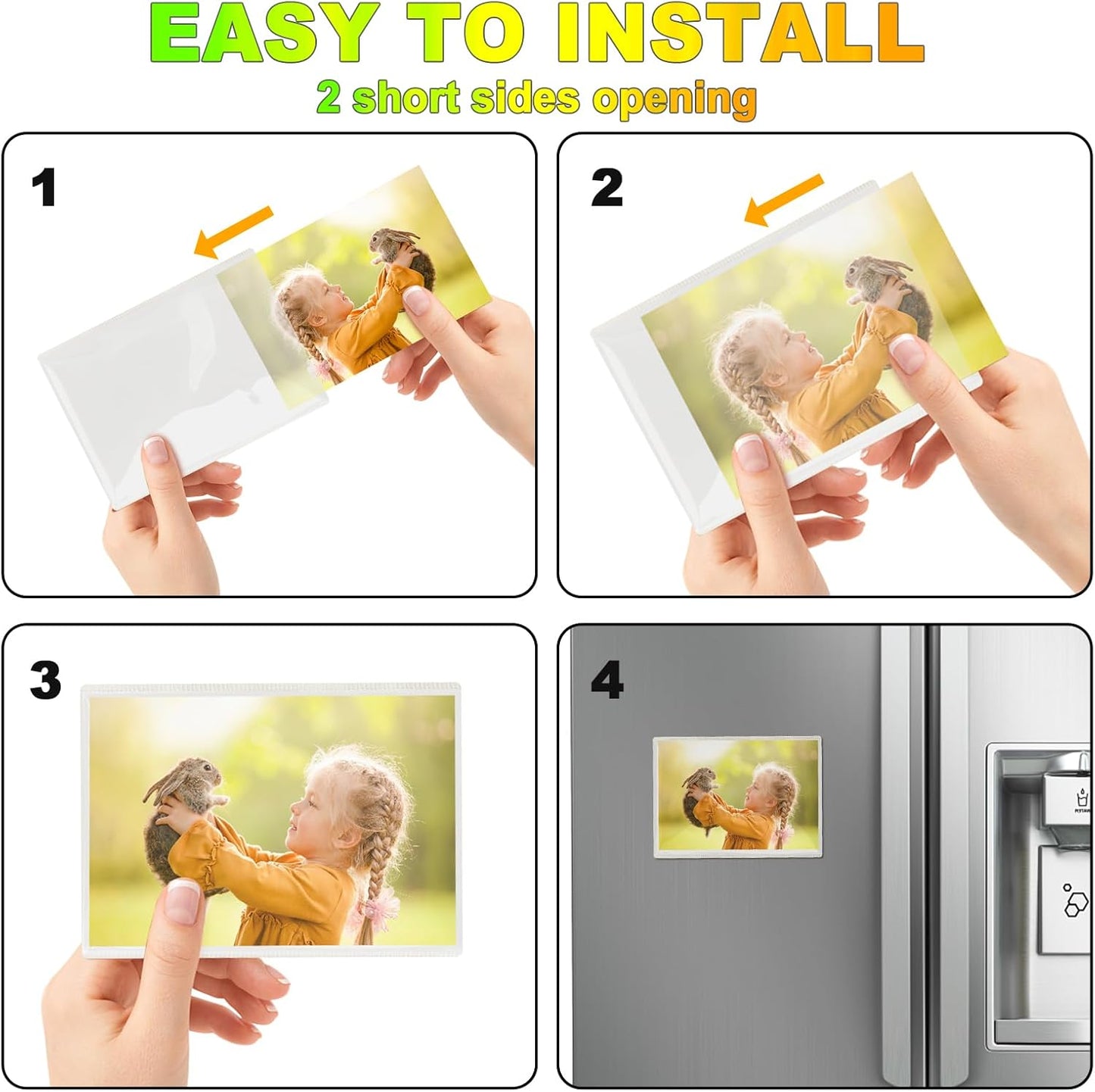 24 Pack Picture Magnets for Refrigerator,More Solution Display Your Photos-12 Pieces Picture Fridge Frames and 12 Pieces Adhesive Magnetic Sheet