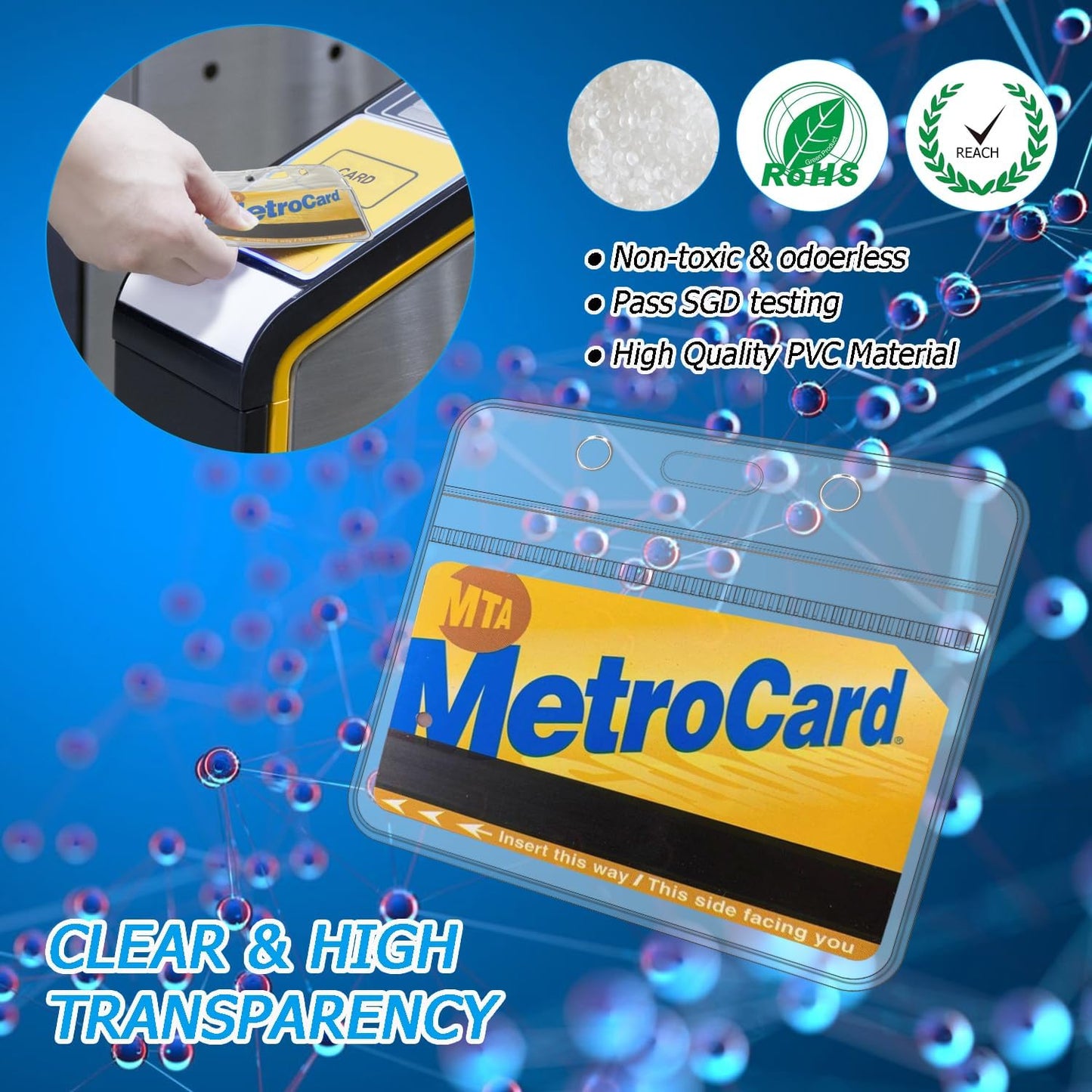 50 Pcs Badge Holders with Clip Extra Thick Clear Name Badge Holders Card Holder Plastic Horizontal Name Tag Holder with Waterproof Resealable Zip