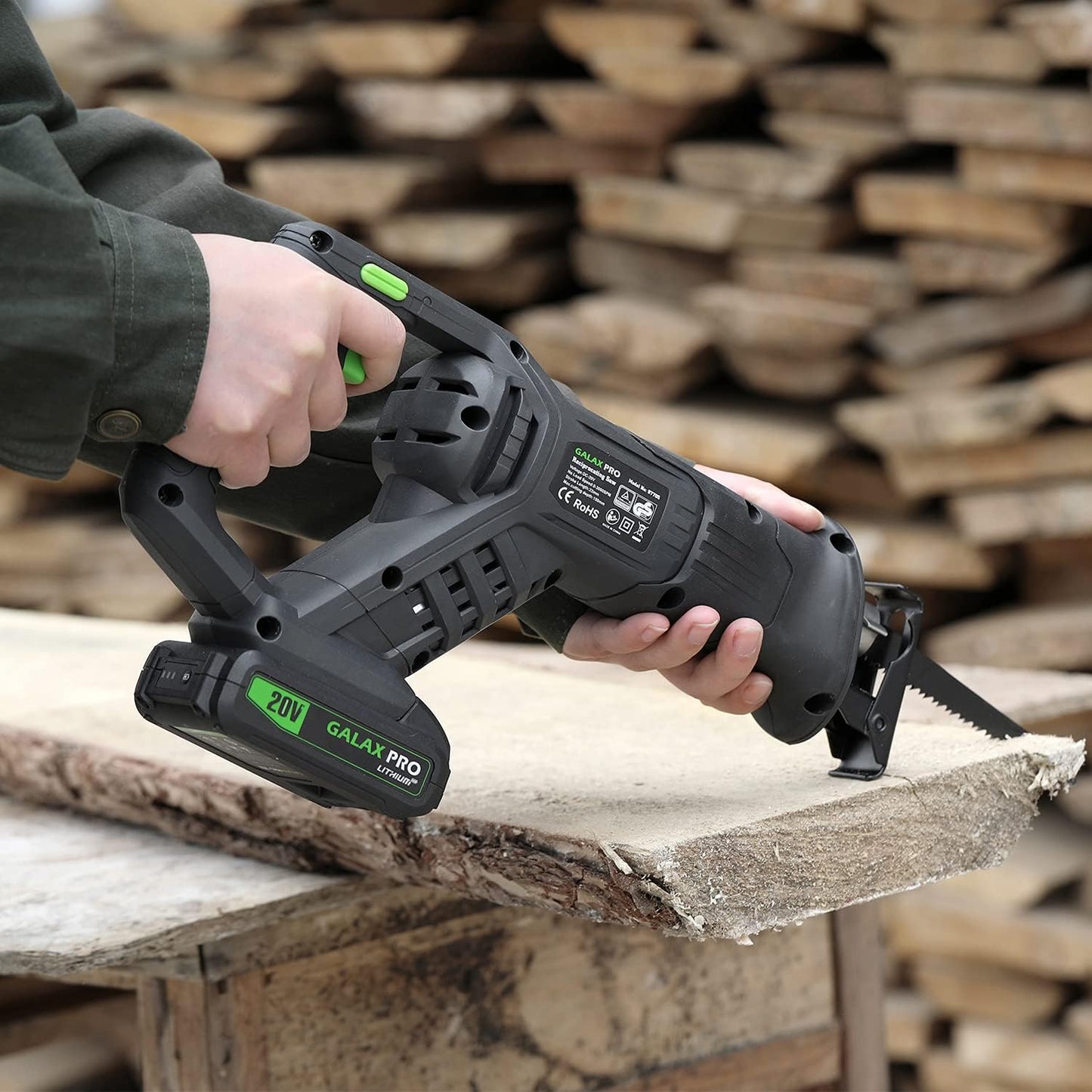 GALAX PRO Cordless Reciprocating Saw with 20V 2.0Ah battery, 0-3000RPM Variable Speed Power Reciprocating Saws with 7/8" Stroke Length,5pcs Zallsaw Blade for thin wooden board, soft metal Cutting
