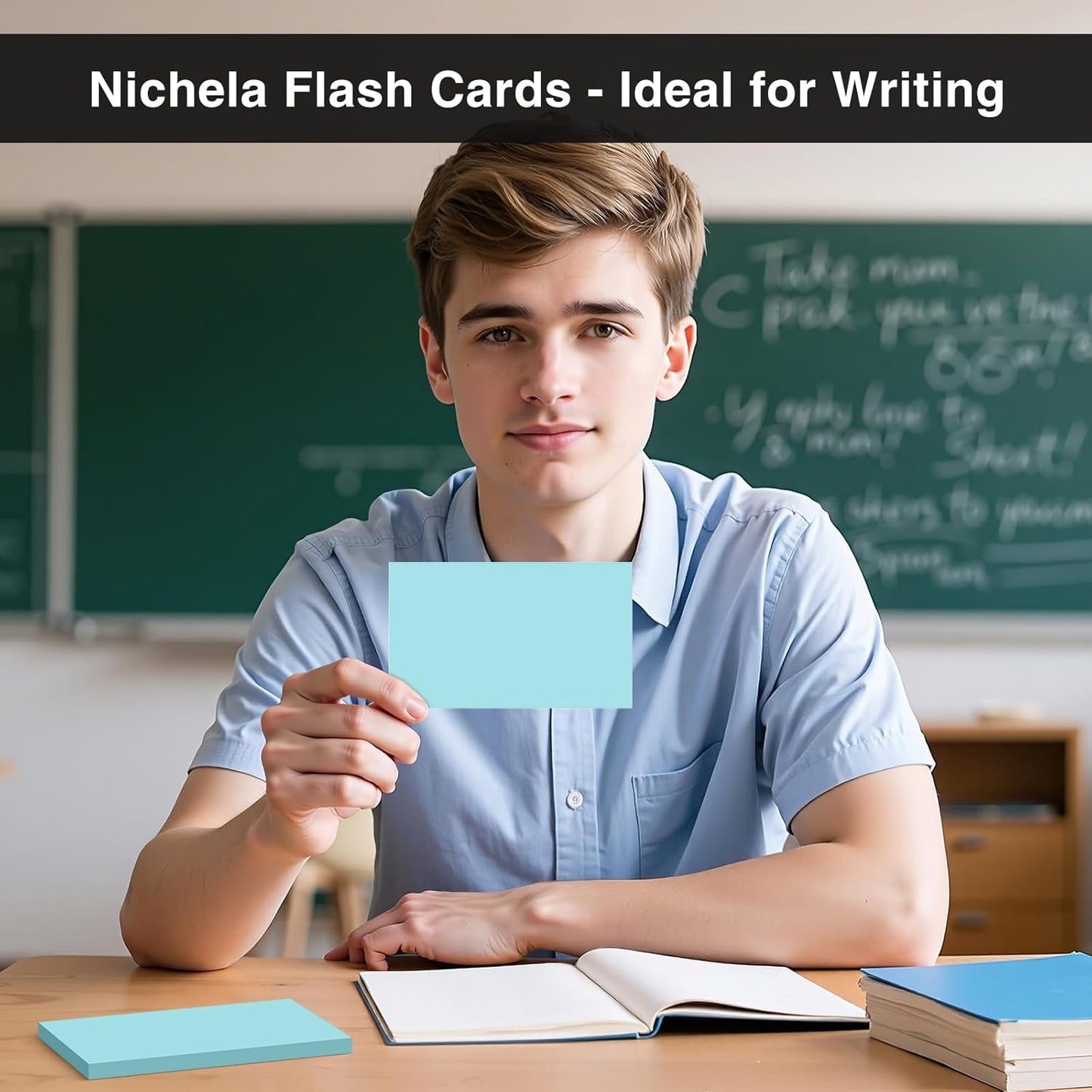 300 Count Blank Index Cards 3x5 Inch Blue Flash Cards Colored Cardstock, Unruled Note Cards Study Card Portable Learning Flashcards Ideal for Note Taking, Art Sketching, Office & School Supplies