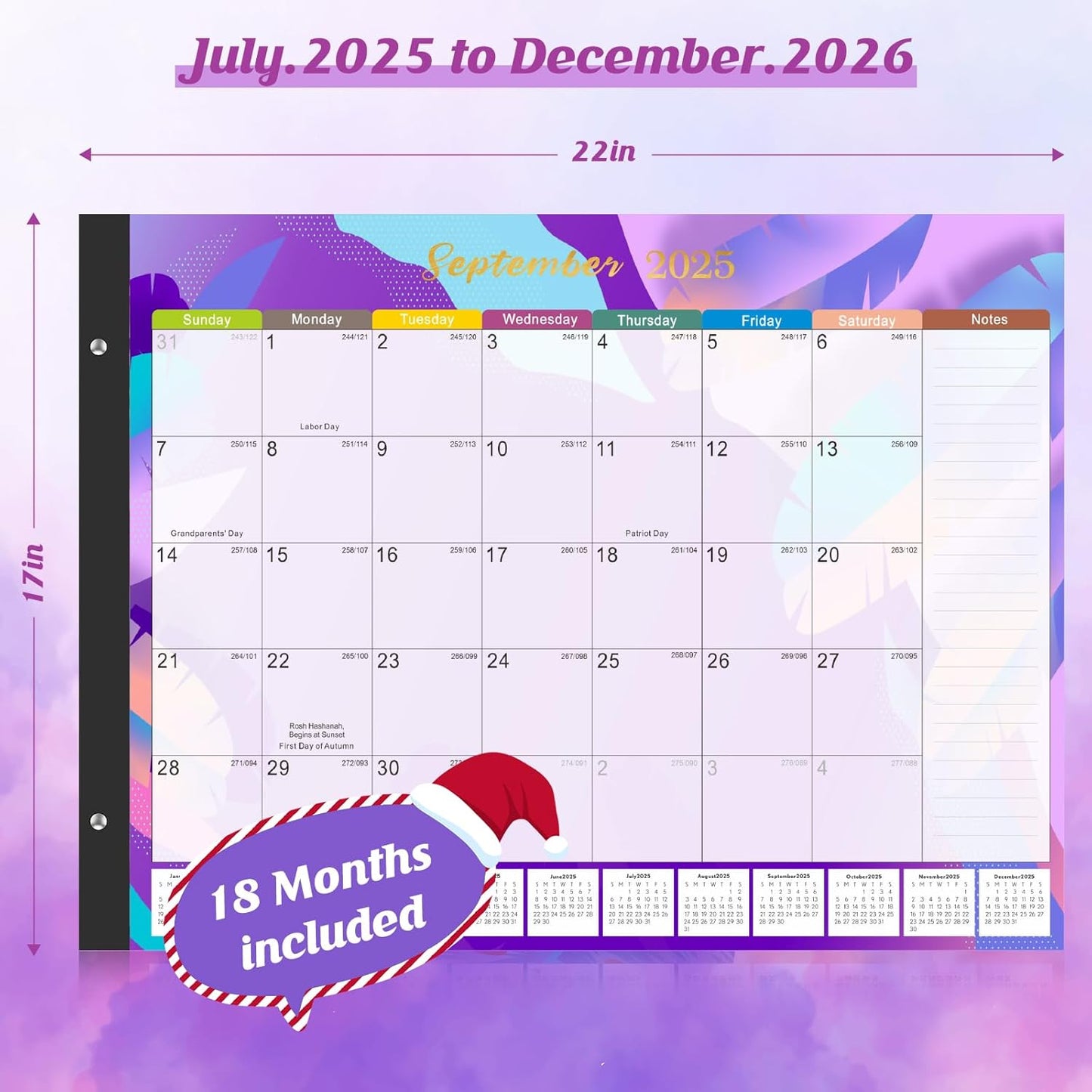 Gannyfer Desk Calendar 2025-2026 - 18 Month Large Calendar July 2025 - Dec 2026, 22" x 17" Desktop Pad Calendar, Office Supplies Perfect for Planning and Organizing In Your Home, School or Office