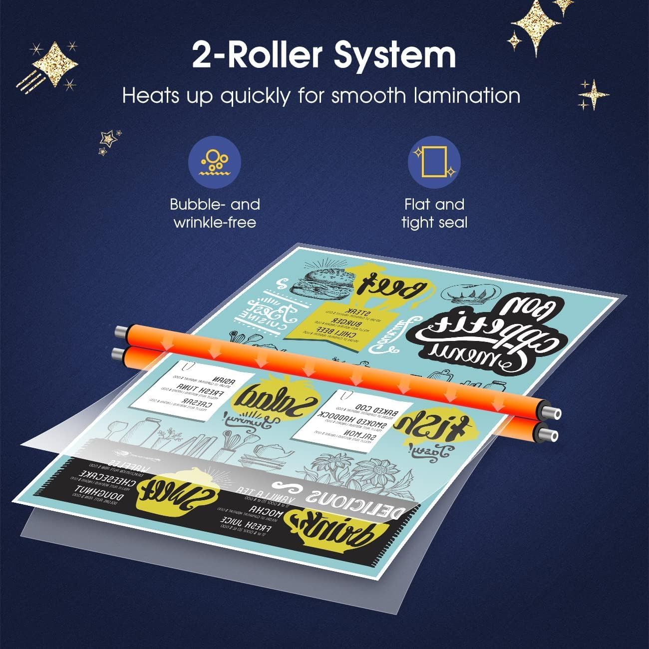 Crenova Laminator Machine with 10 Laminating Sheets, A4 Laminating Machine Hot & Cold with Fast Warm Technology, Thermal Laminator 9 Inch for Home Office School Business White