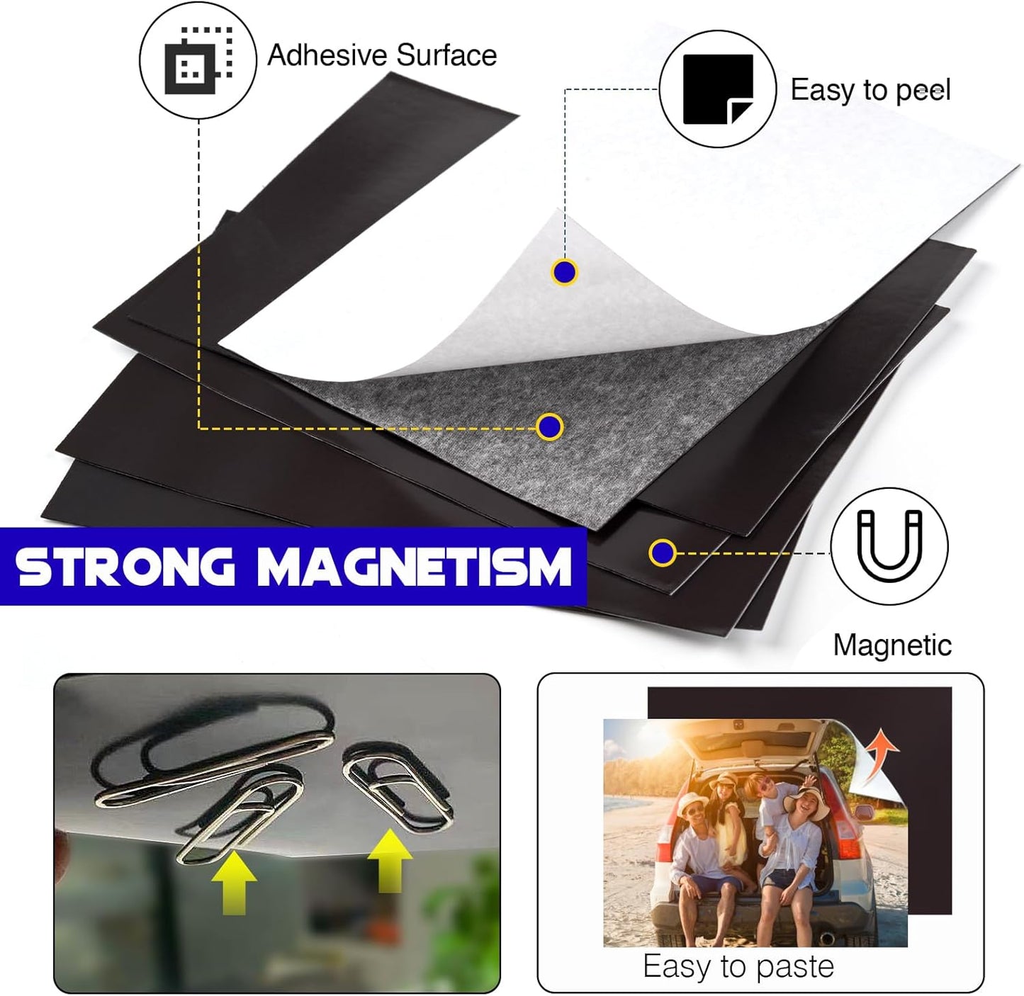 8X10 Picture Magnetic Sheets (Pack of 9),Cuttable Shaped Photo Magnet Sheets with Self-Stick Adhesive Backing for Home/Classroom/Office