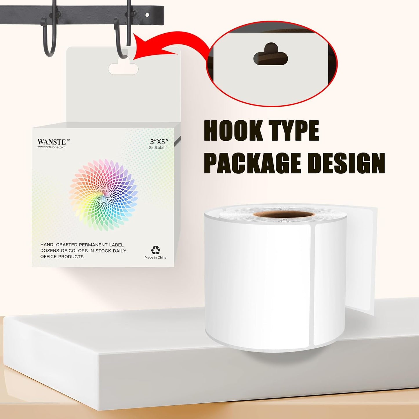 3 x 5 Inch 250Pcs Rectangle Color Coding Stickers,Strong Adhesion Easy to Write Label for Moving,Box Organization,Inventory,Business,White