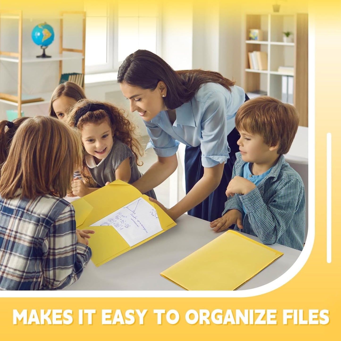 Henoyso 60 Pcs Plastic Folders with Clear Front Pockets Heavy Duty File Folders with 2 Pockets and Card Slot for Student Communication School Office Presentation Report (Yellow)