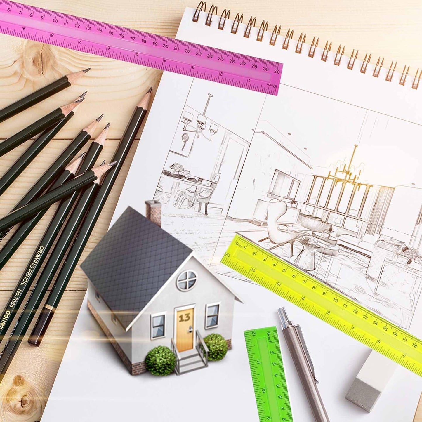 64 Pack Rulers Bulk for Classroom 12 inch, Plastic Clear Rulers for Office Back to School Supplies with Inches and Centimeters