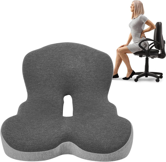 Buttocks Cushion for Office Chair Memory Foam Seat Pad for Butt Support Tailbone Relief Ergonomic Chair Cushion for Home Car Travel or Work (Classic Black)