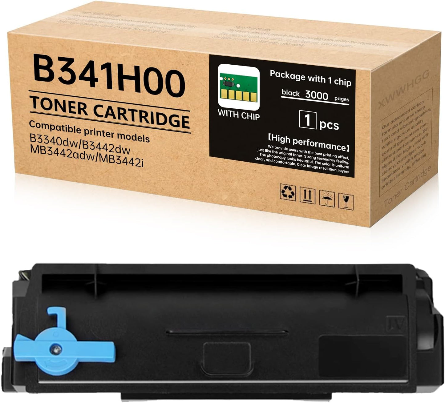 B341H00 High Yield Black Toner Cartridge with Chip (1-Pack) - Compatible with Lexmark B3340dw/B3442dw/MB3442 Series Printers