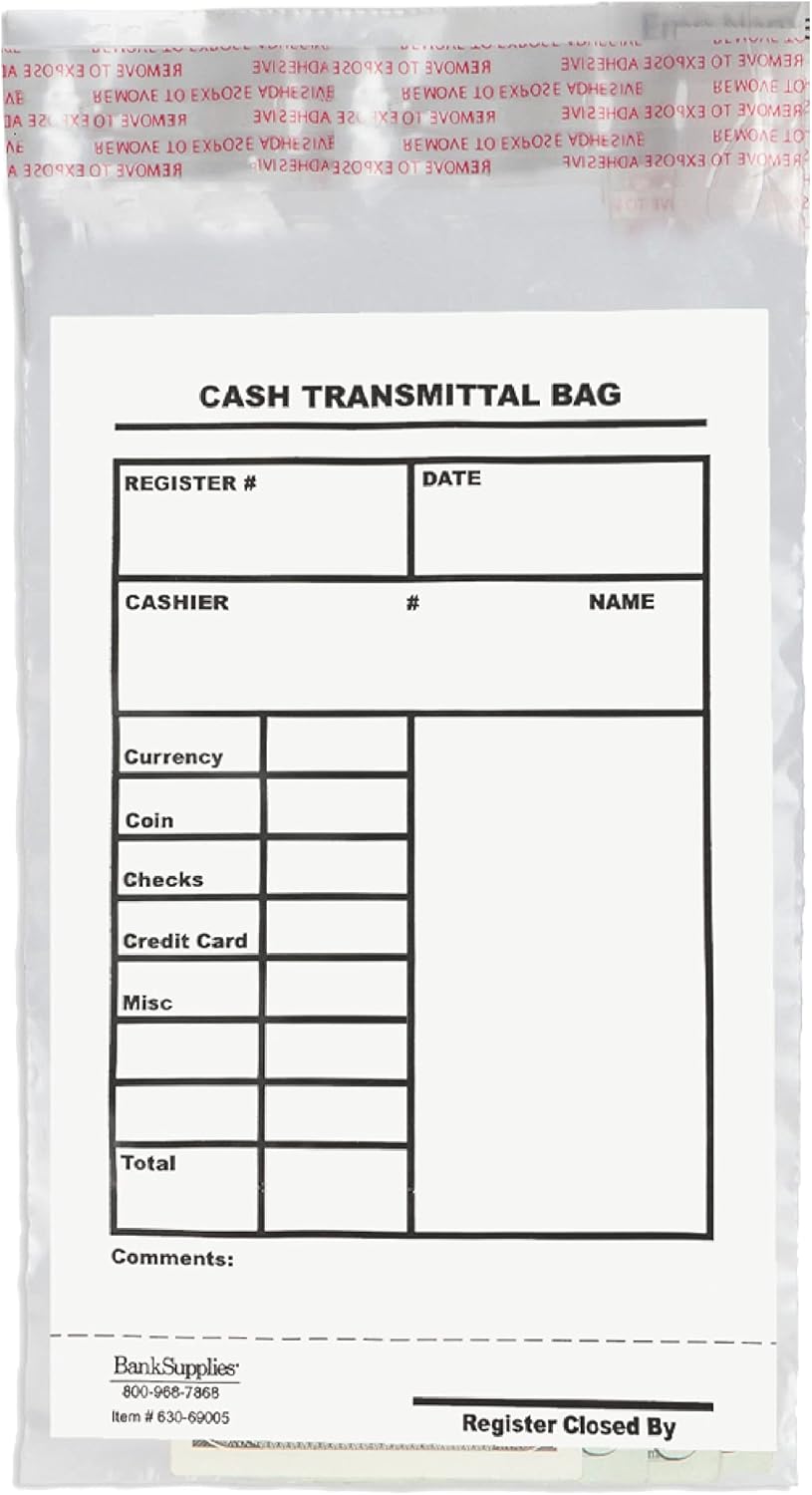 BankSupplies Cash Transmittal Bags | Tamper Evident | 6W x 9H | Case of 100 | Clear Polyurethane Film & Side Weld Seams | Audit Friendly | For Currency, Coin, Checks & Receipts