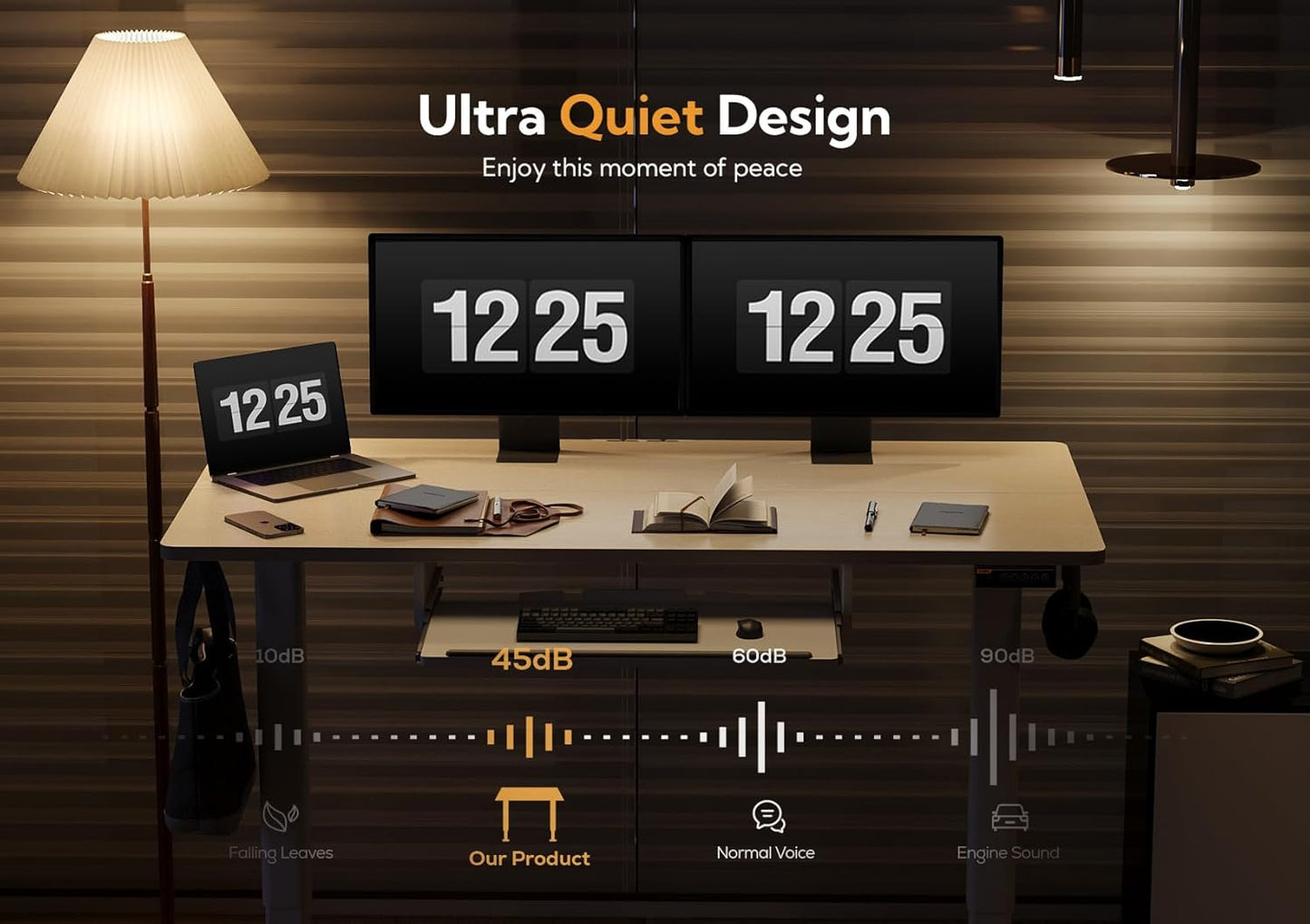 Claiks Standing Desk with Keyboard Tray, Electric Standing Desk Adjustable Height, 48x24 Inches Sit Stand up Desks with Splice Board, Raising Desks for Home Office, Natural