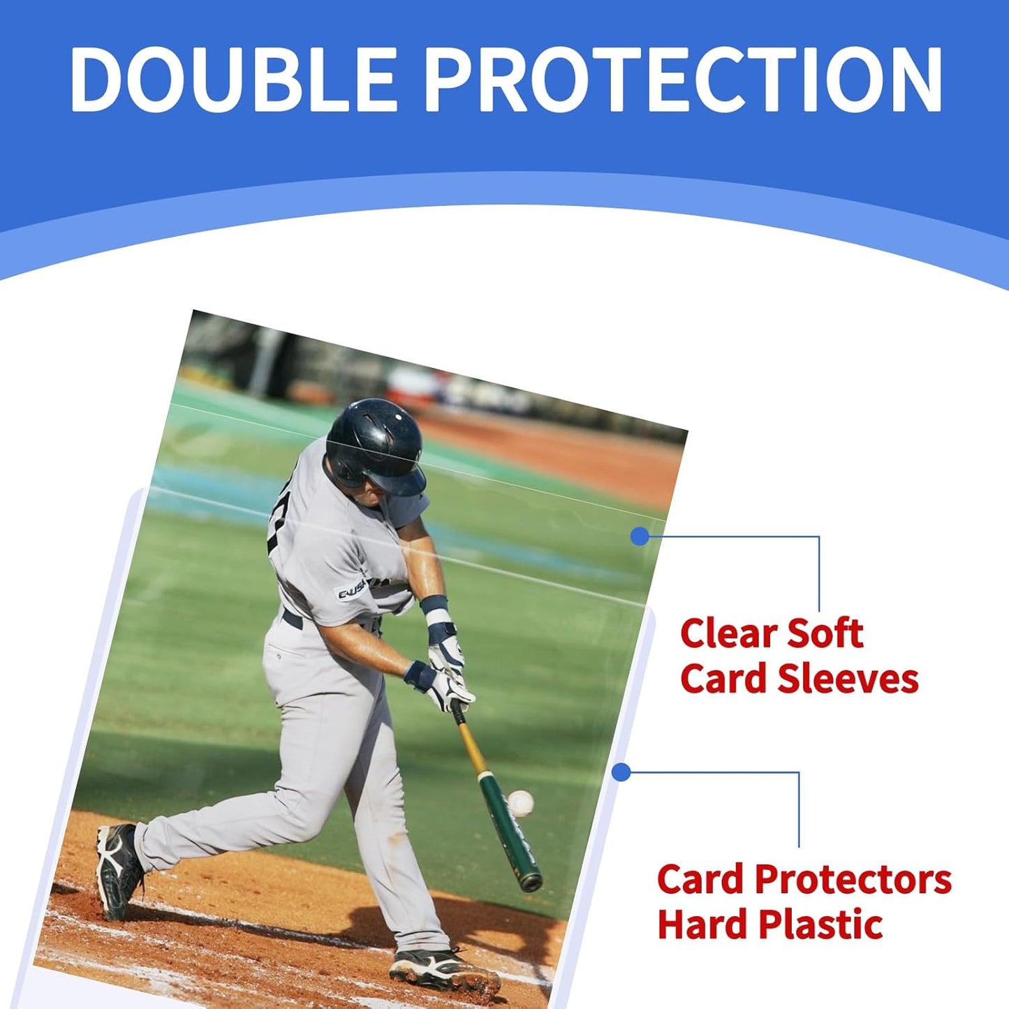 2000Pcs Clear Top Loaders for Cards (1000Pcs Hard Plastic Card Holders & 1000Pcs Card Sleeves) 3" x 4" Toploaders, Card Protector Sleeves for Baseball Cards, Standard Trading Cards