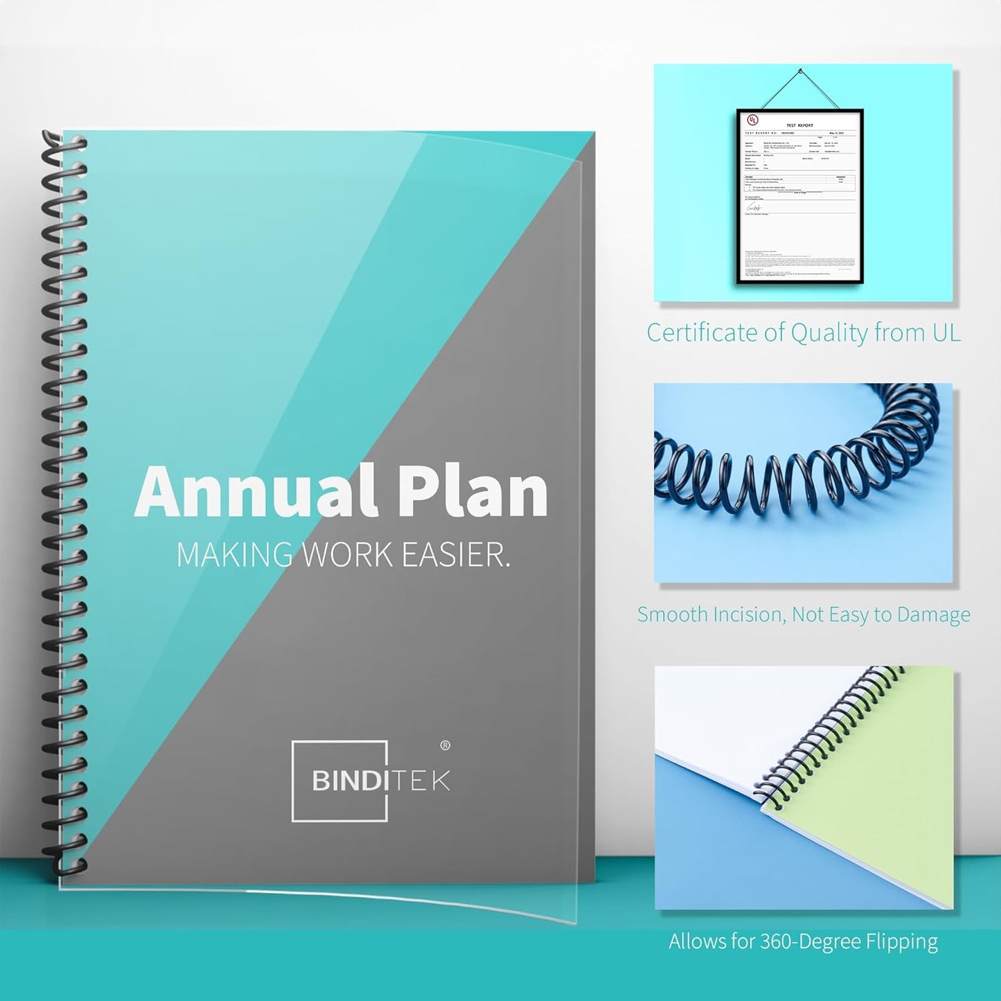 Binditek 100 Pack Plastic Spiral Binding Coils, 6mm(1/4"), 30 Sheet Capacity, 4:1 Pitch, Black, 48Loops, for Letter Size, for Students and Coworkers