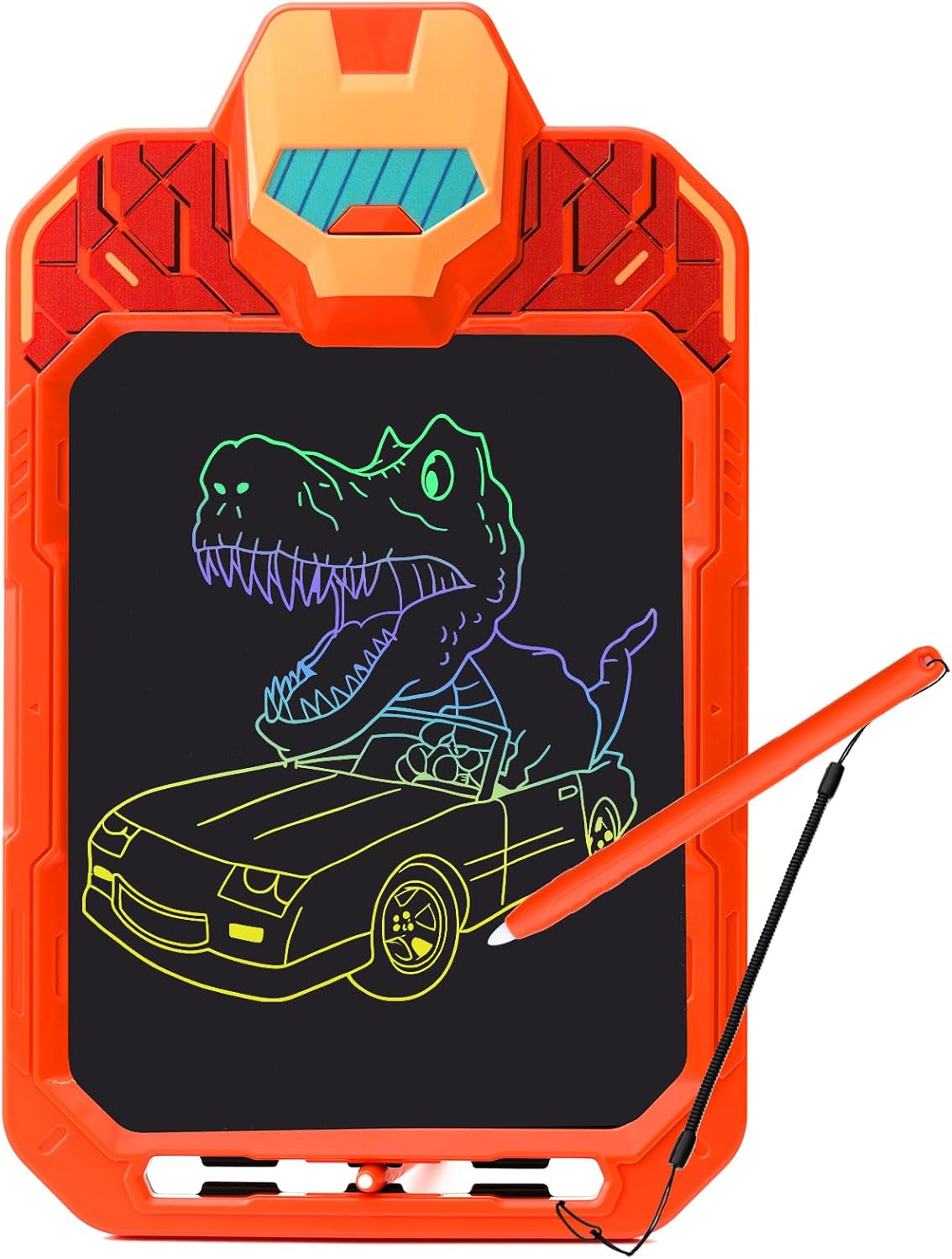 10 Inch LCD Writing Tablet for Kids – Mech Warrior, Erasable Doodle Board Drawing Pad, Travel Educational Toy for Toddlers 3-8, Birthday Boys & Man (Orange)
