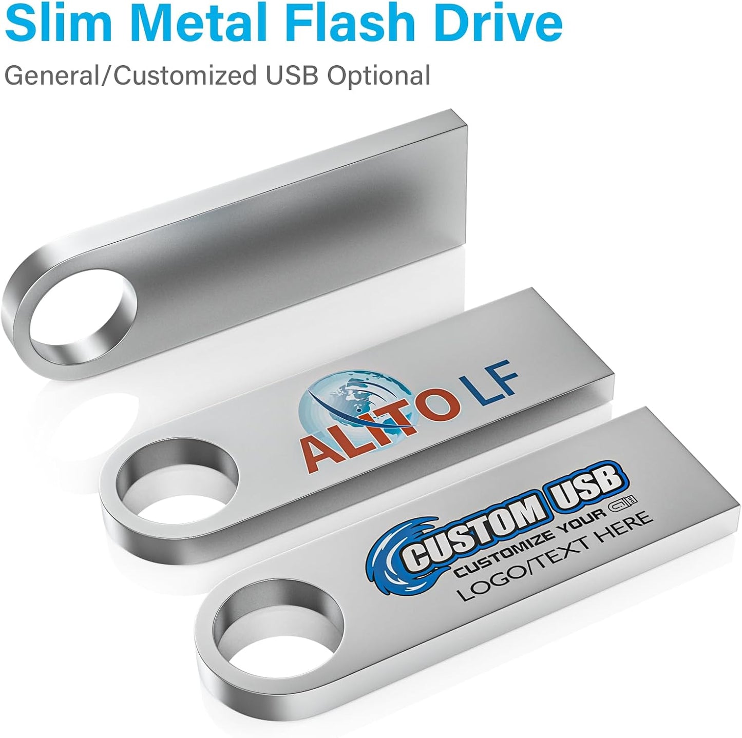 ABLAZE 128MB Flash Drive 20 Pack, Metal USB 2.0 Thumb Drives with Keychains USB Sticks Pendrives (Sliver)