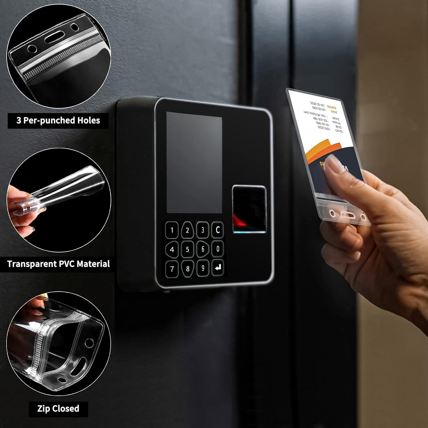 30 Pack Badge Holder, Plastic ID Badge Holder, Clear Waterproof ID Card Holder with Resealable Zip, 2.5" x 3.8" Vertical Name Tag Holder for Nurses and Office, Fits ID Card/Credit Card/Student Card