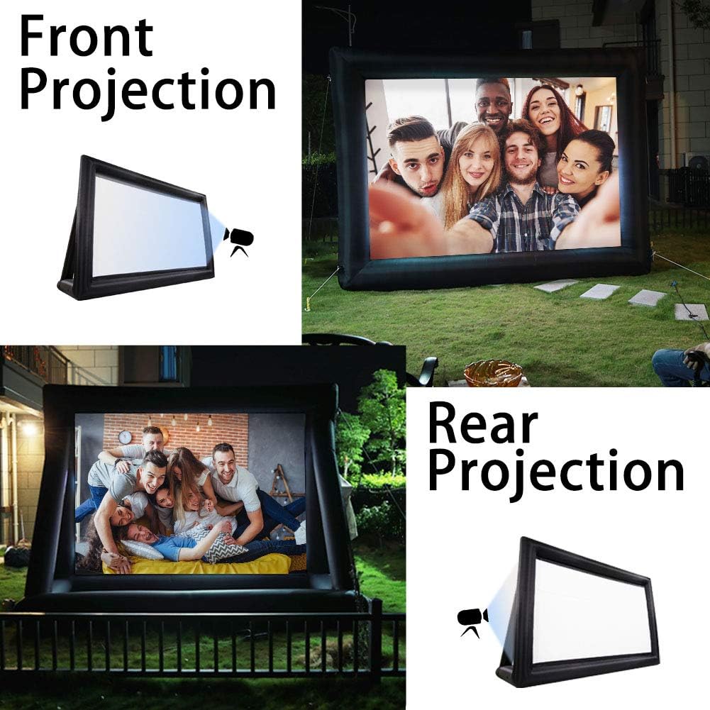 18ft Outdoor Movie Screen Inflatable, Front and Rear Projection Screen with Built-in Blower, Backyard Movie Party Pool Lawn Event, Ground pegs, Rope, Tote Bag