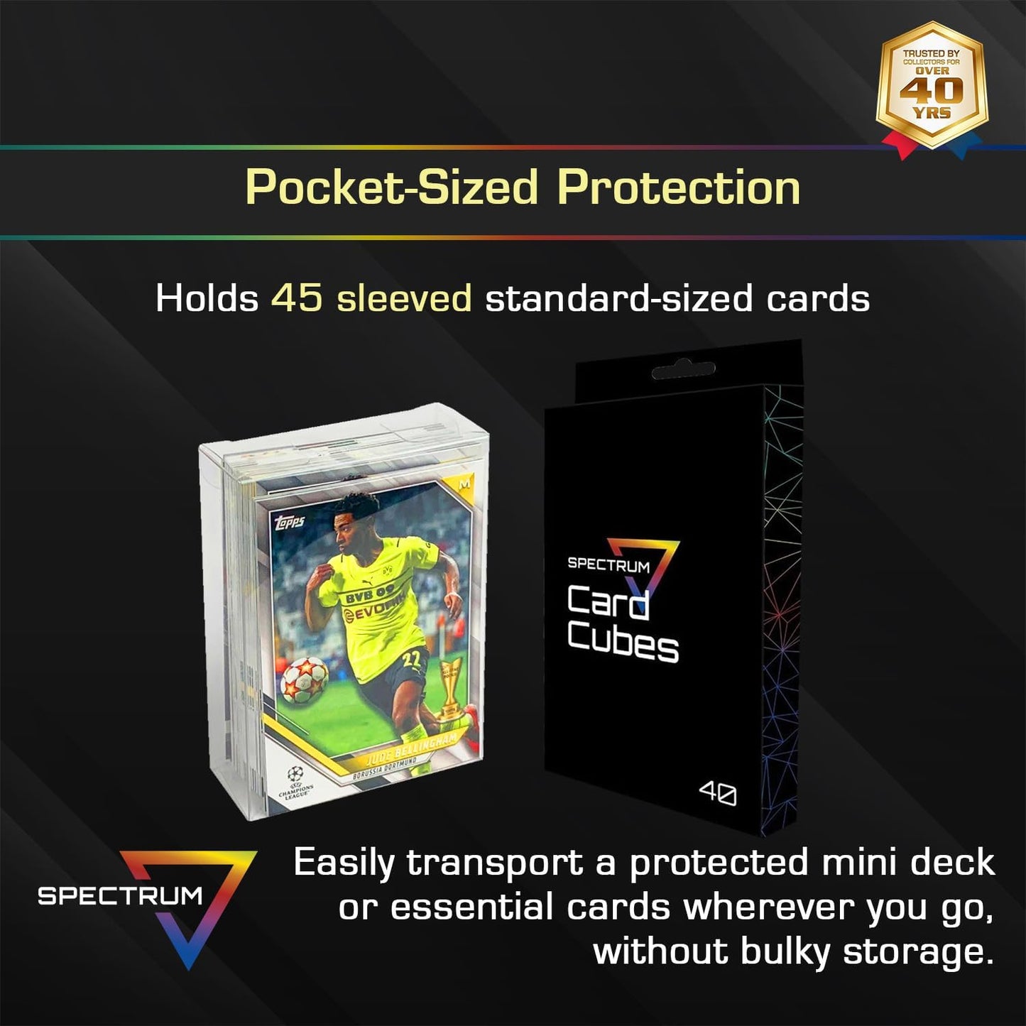 BCW Spectrum Card Cubes | Holds 40 Sleeved Cards | Crystal Clear Acrylic Storage