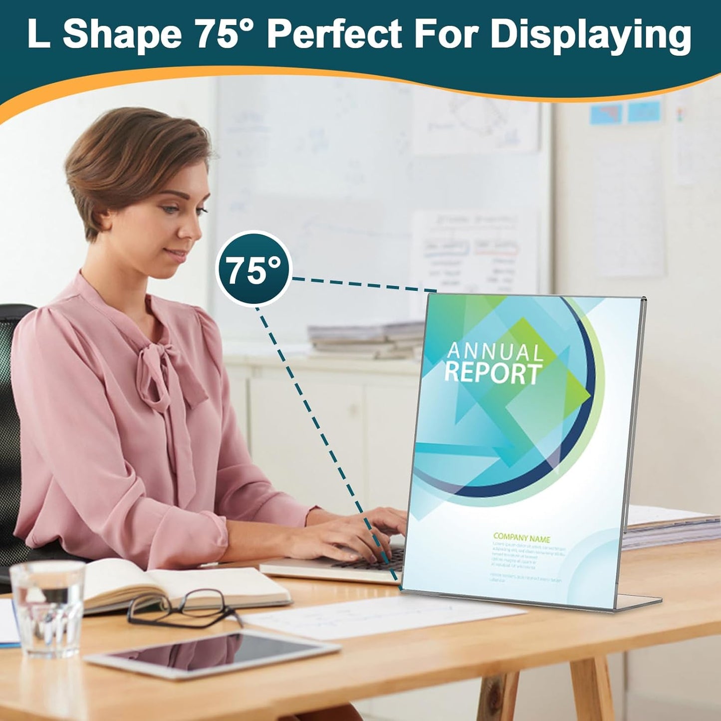 14 Pack Acrylic Sign Holder 8.5x11 Inches, Clear Tabletop Plastic Paper Display Stand, L-Shape Vertical Menu Holder Stand, Photo Picture Frame Flyer Display Stand for Restaurants, Store,Office Desktop