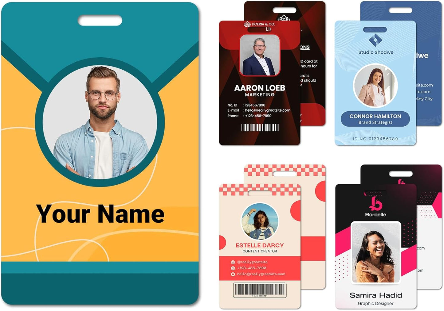 Custom Id Badge Custom Id Card Identification Badges Customizable Personalized Name Badge Customize Name Tag Photo Logo Employee Work Office Volunteer Customized Personal (Vertical-5)