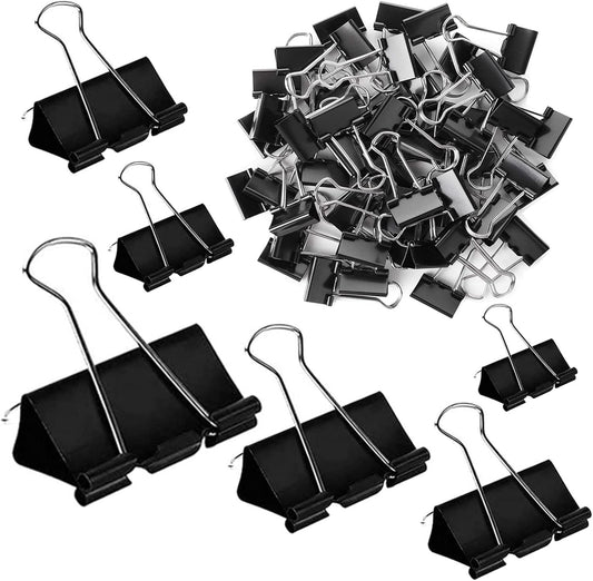 Binder Clips Paper Clamps 300 Pack Assorted Sizes (Black), Jumbo, Large, Medium, Small, Mini and Micro,6 Sizes for Office, School and Home