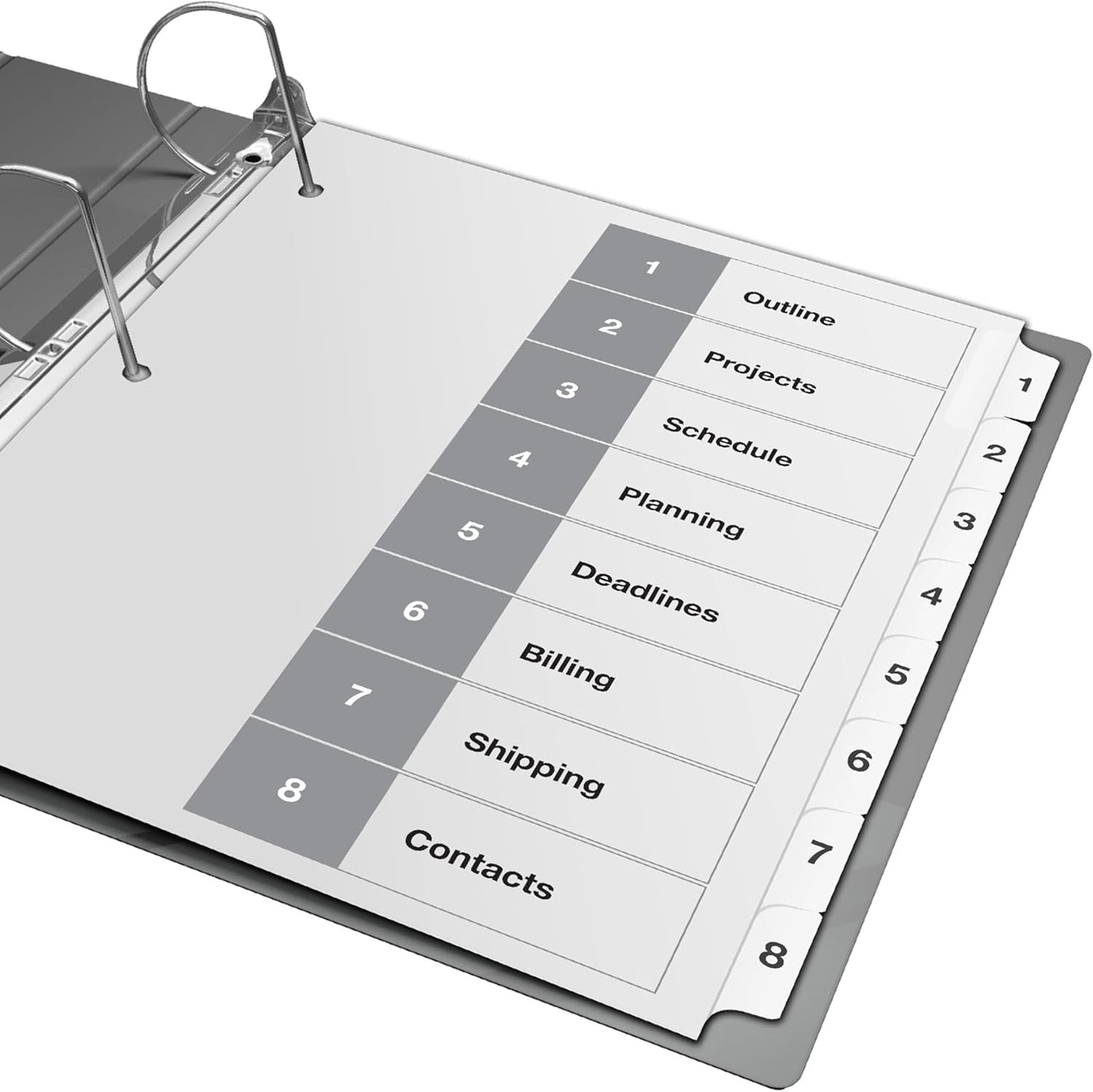 Davis Group 1-8 Index Tab Dividers for 3 Ring Binders, Customizable Table of Contents, 6 Sets