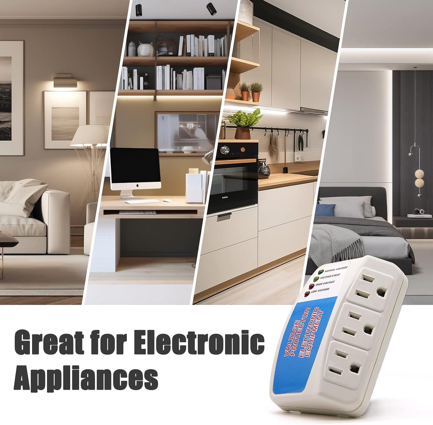 BSEED Surge Protector Power Strip Home Appliance, 3 Outlet Power Surge Protector, Voltage Protector Brownout Surge Refrigerator 1875 Watts, 120V, 15A, 2 Pack