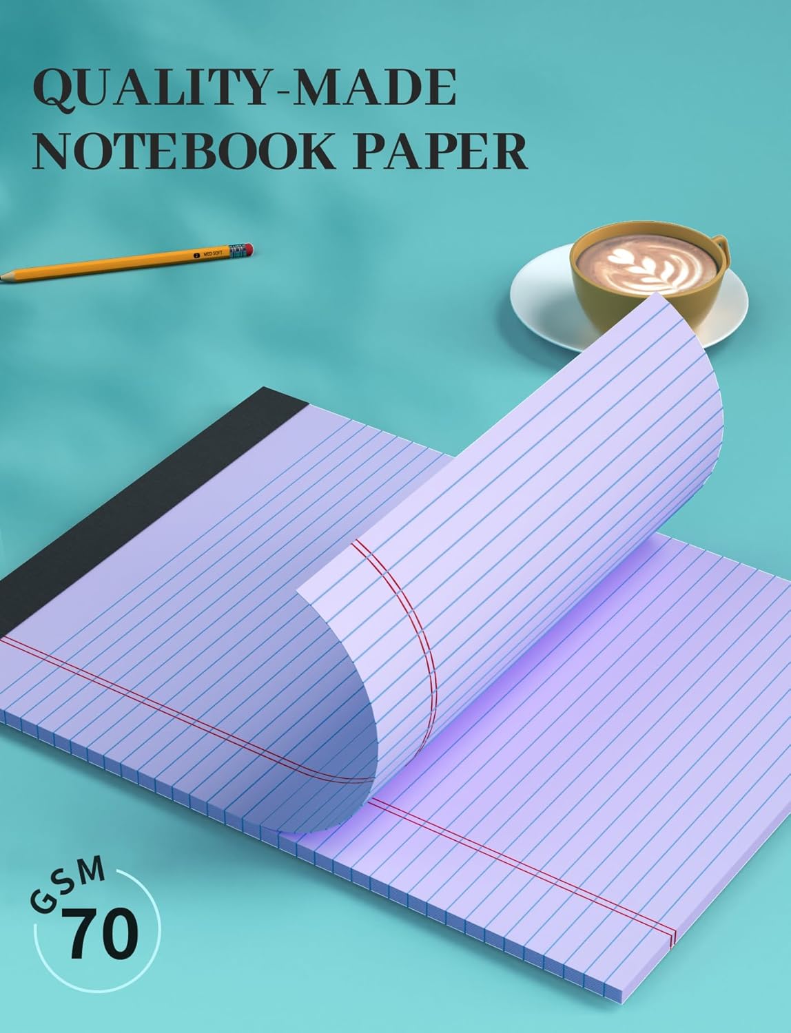24 Pack Colored Legal Pads 8.5 x 11, College Ruled, 720 Sheets Note Pads 8.5 x 11, Perforated Writing Pads 8.5 x 11, Lined Paper Pads with Sturdy Backing, 30 Sheets Per Notepads for School, Office