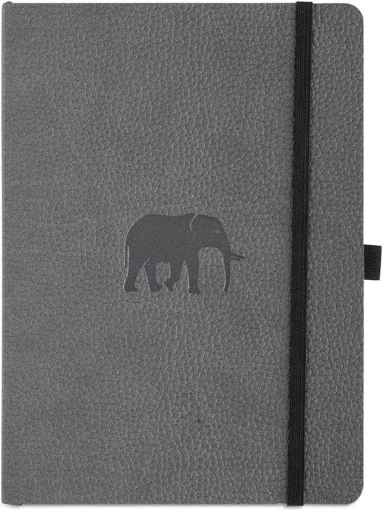 Dingbats* Wildlife Dotted Writing Journal Notebook A5 - Vegan Leather Softcover - Ideal for Work, Travel - Pocket, Elastic Closure, & Bookmark