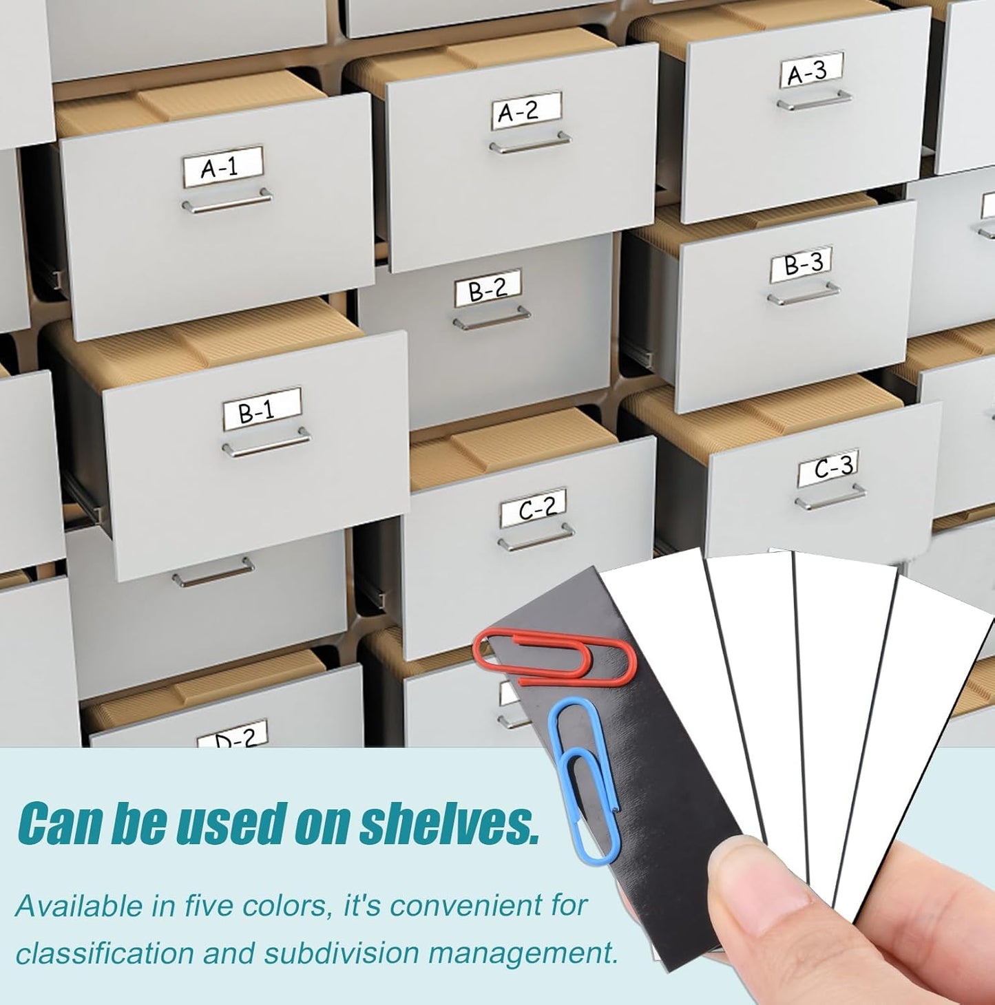 50 Pack Dry Erase Magnetic Labels White Reusable Write On Magnets Sticker, Magnetic Blank Writable Erasable Cards Name Tags for White Board, Garage, Classroom, Home, Office, 2.4'' x 0.8''