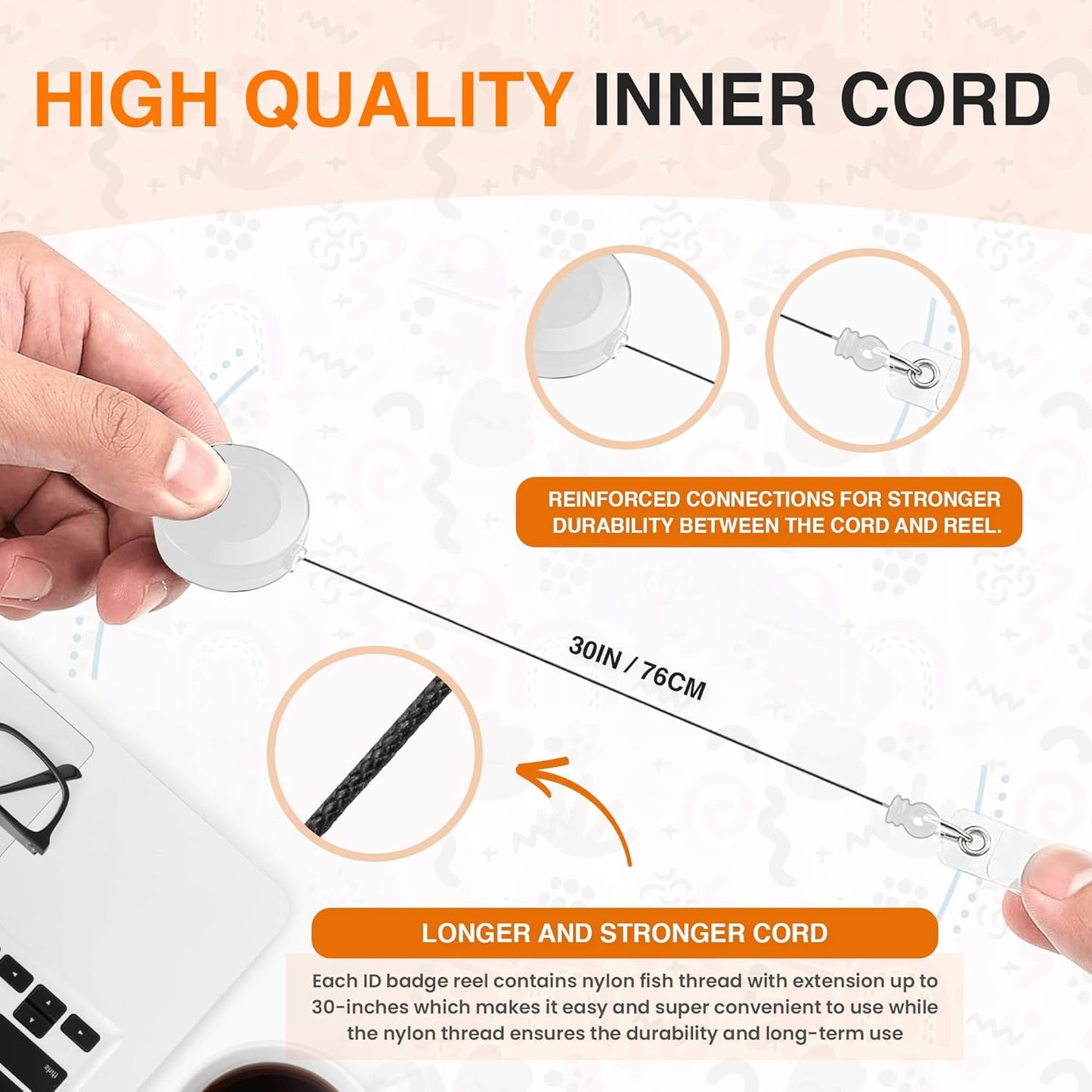 100 Pack Badge Reels Retractable Badge Holder with Clip, Id Clips for Badges, Id Badge Reel, Retractable Id Badge Clip with Clear Vinyl Strap & Alligator Swivel, No Twist Dispenser (White)