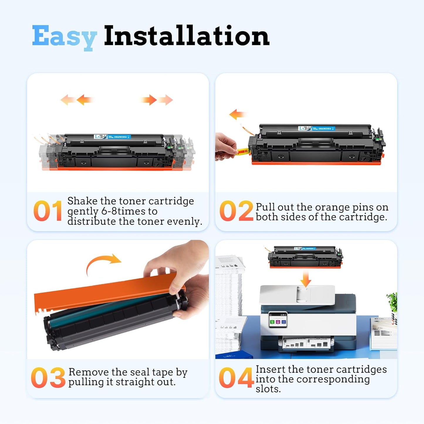 218A 218X Toner Cartridges (with Chip) High Yield Compatible Replacement for HP 218A Toner Cartridges 4 Pack for HP Color Laserjet Pro MFP 3301fdw 3201dw 3301cdw 3301sdw W2180A W2180X (BCMY, 4-Pack)