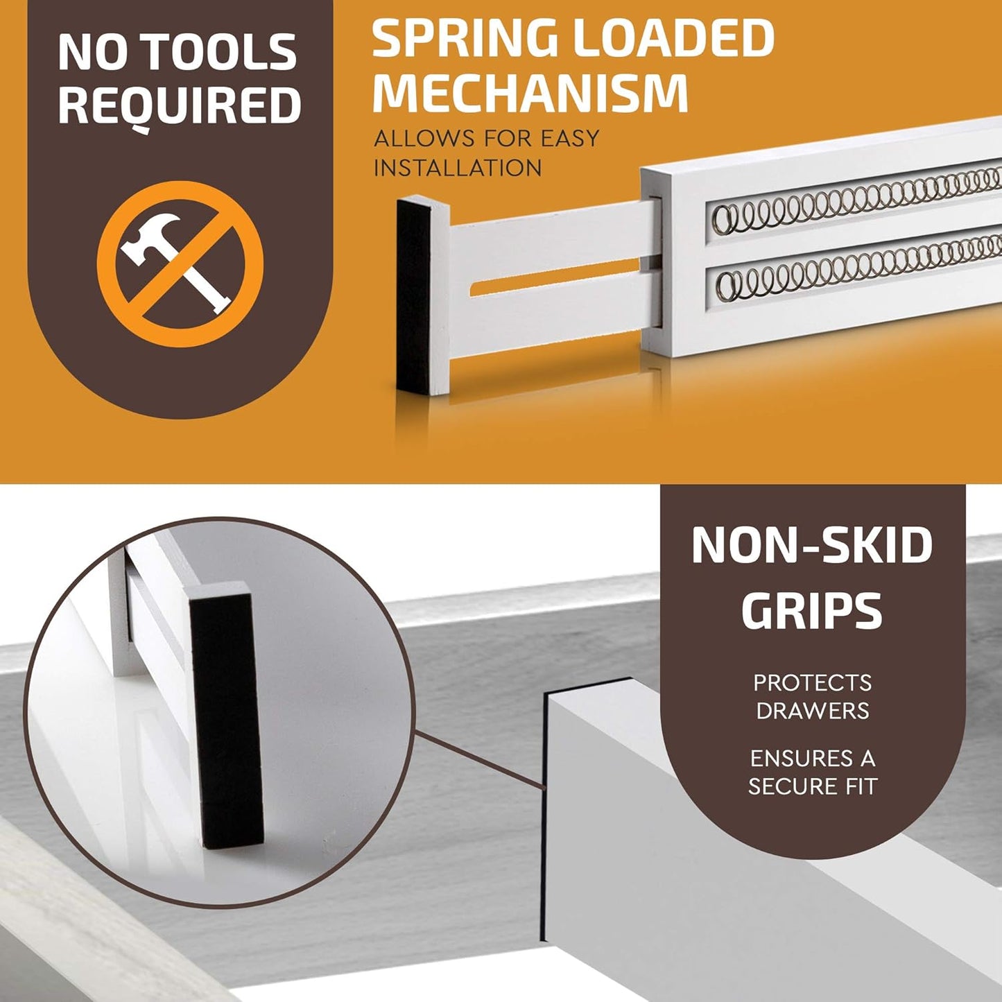 Adjustable Bamboo Drawer Divider Organizers - 6 Pack Large Expandable Drawer Organization Separators for Kitchen Utensils, Dresser, Bedroom, Bathroom, Baby Drawer, Office - 17.5” to 22" (White)