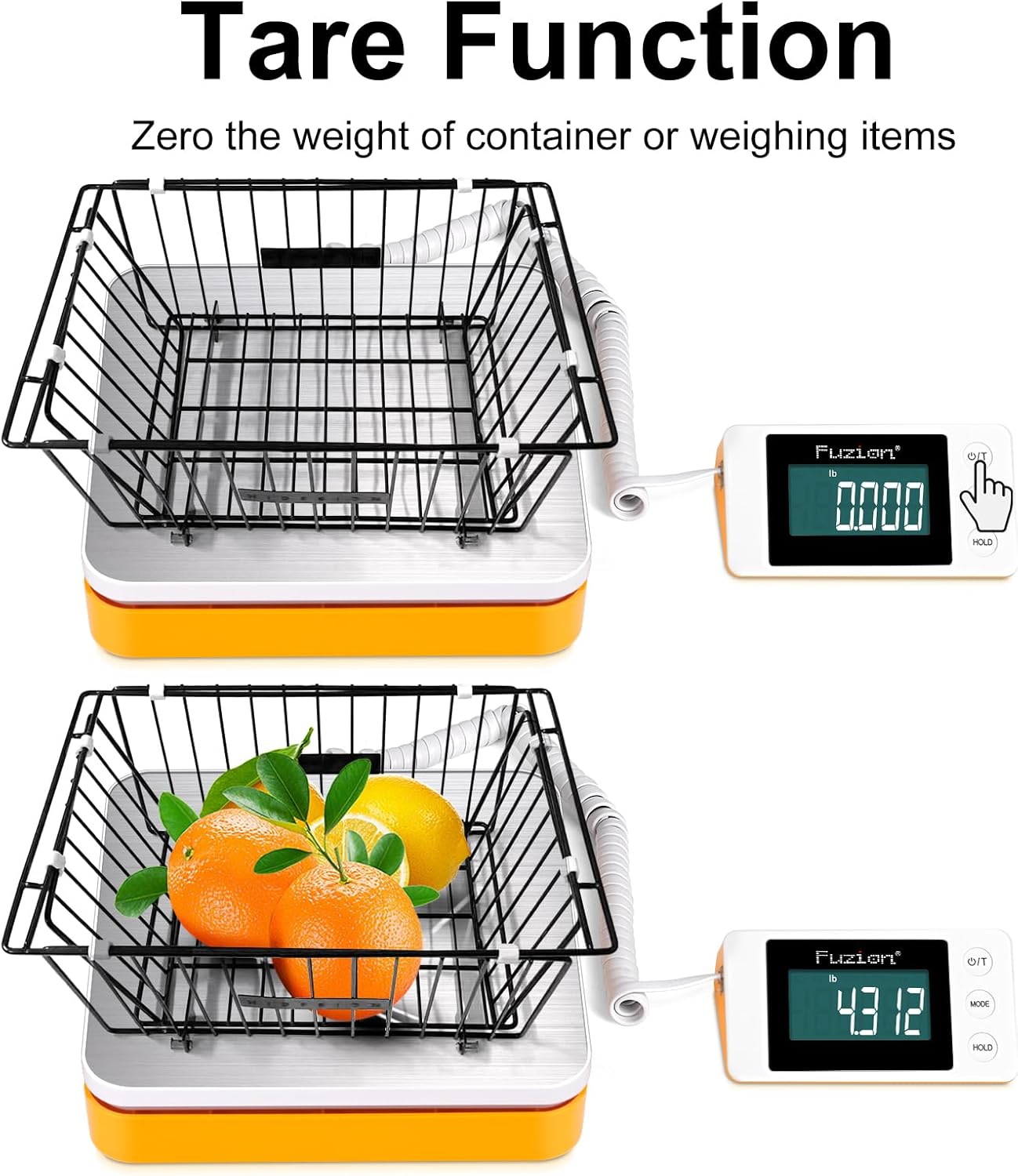 Fuzion Shipping Scale - Digital Postal Scale 110LB x 0.1oz, Large LCD Display, 5 Units, Scale for Packages, Postage - Dual Power Supply (Batteries & Adapter)