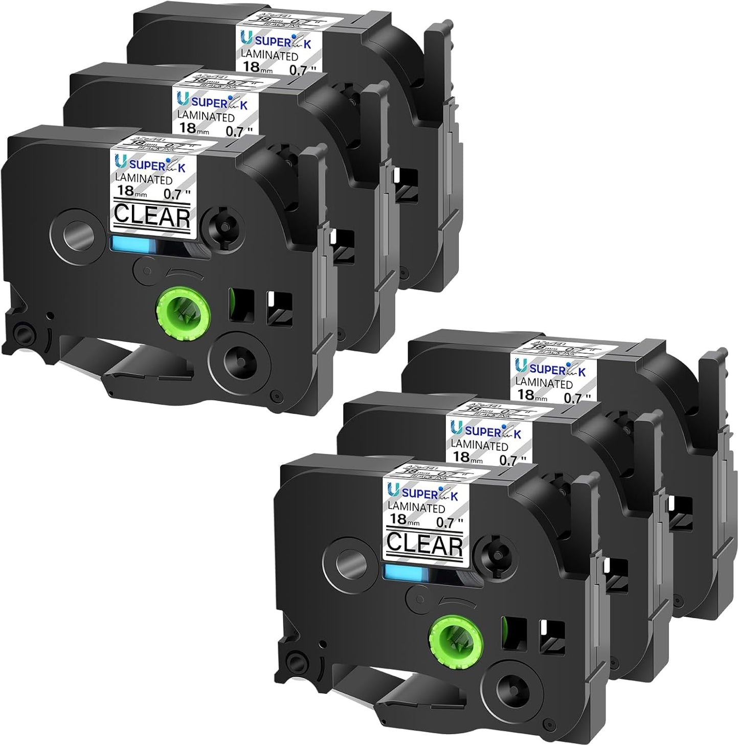6PK Compatible for Brother P-Touch Label Maker Tape TZe-141 TZ-141 TZe141 TZ141 Black on Clear 18mm 3/4 inch 0.7'' x 26.2ft Laminated TZe TZ Label Tape for PT-H500 PT-910BT PT-530 PT-550