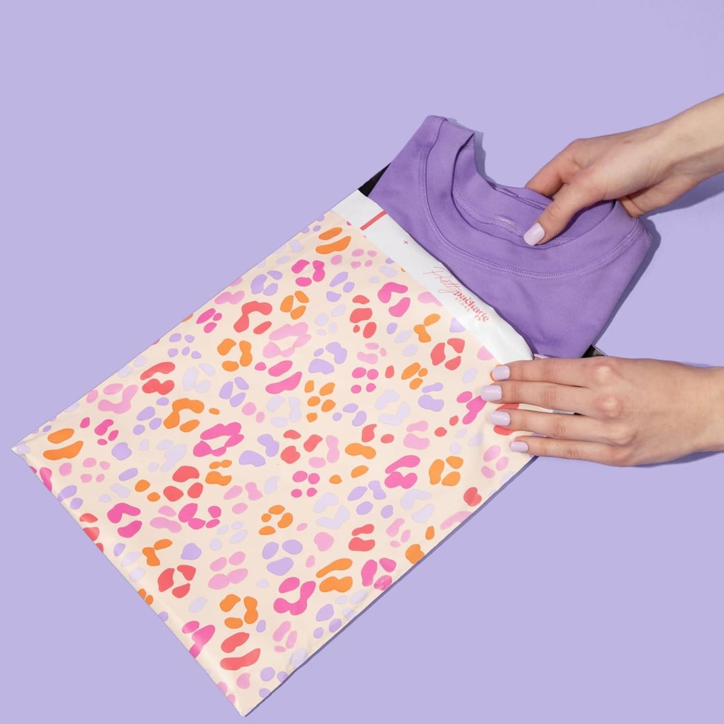 10x13 Designer Poly Mailer 100 Pack Heavy Duty Waterproof Self Seal Shipping Bags for Small Business Large Mailing Envelopes Bulk Tear Resistant Cute Packaging Preppy Leopard
