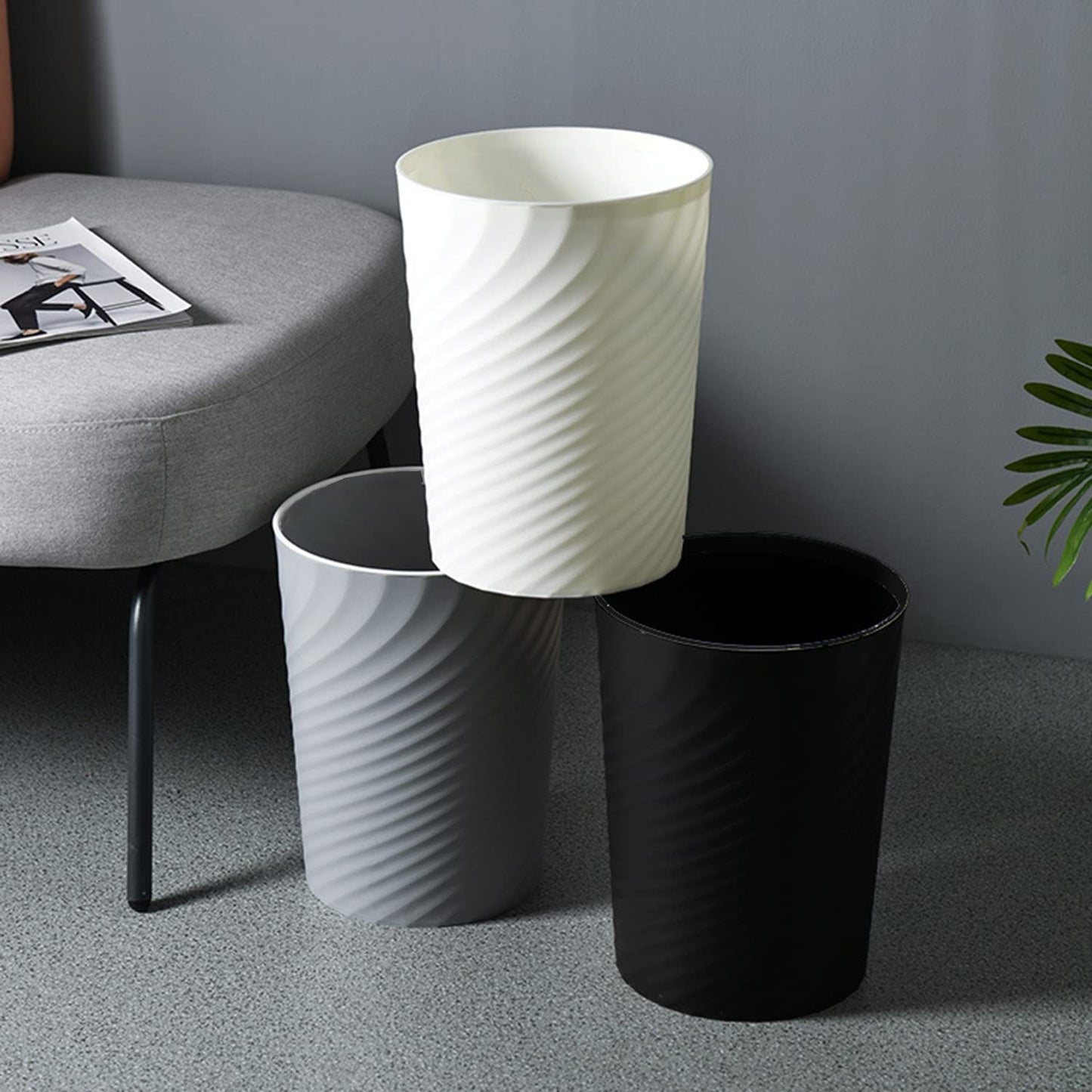 Bathroom Trash Can 1.8 Gallon Waste Basket 2 Pack Small Garbage Can for Toilet Office Bedroom, White