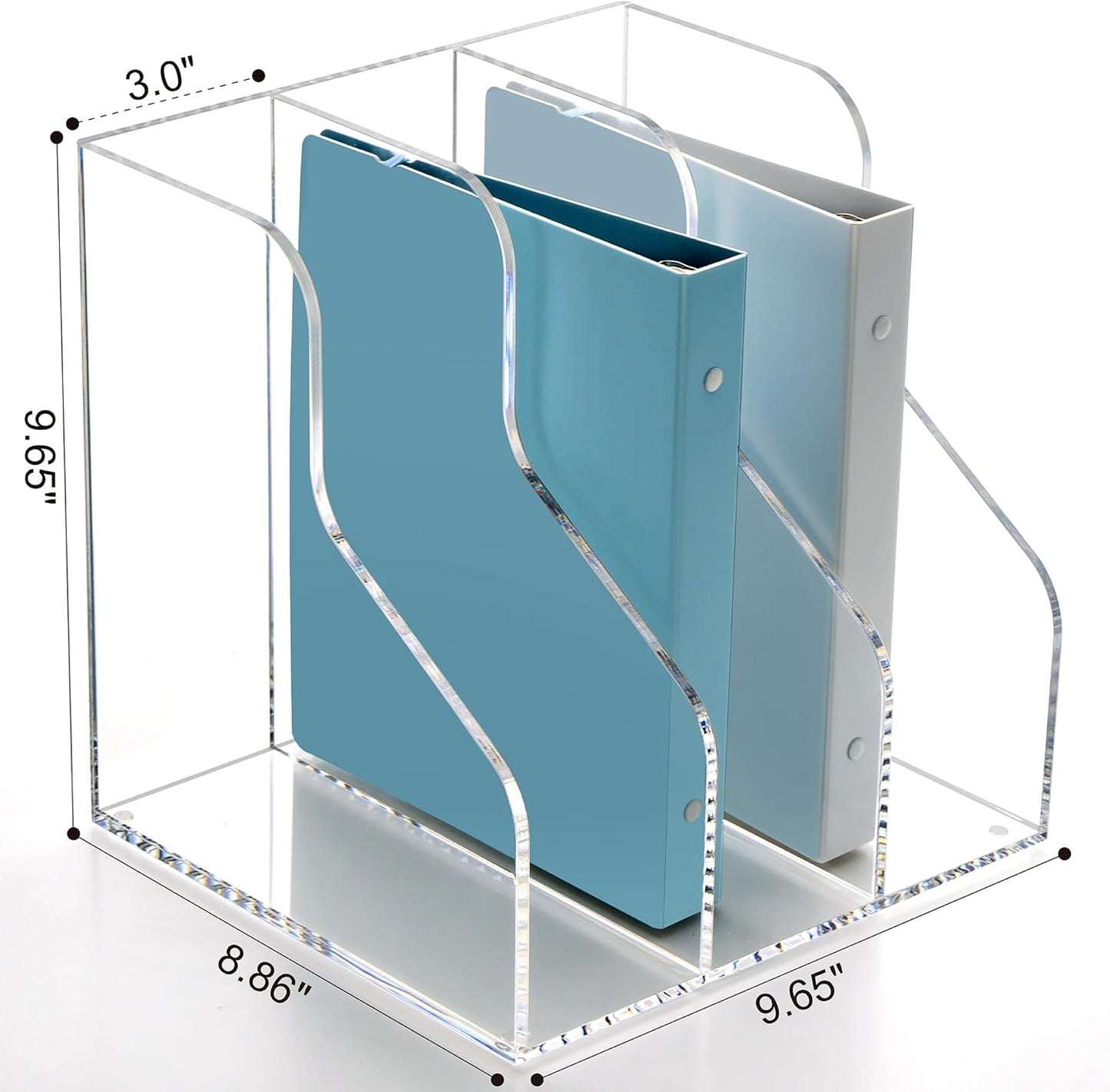 3 Slots Acrylic Magazine Holder, Desktop File Sorter Organizer Rack Bookshelf, Workspace Sorters Office Desk Accessories Organization Storage Stand, Clear
