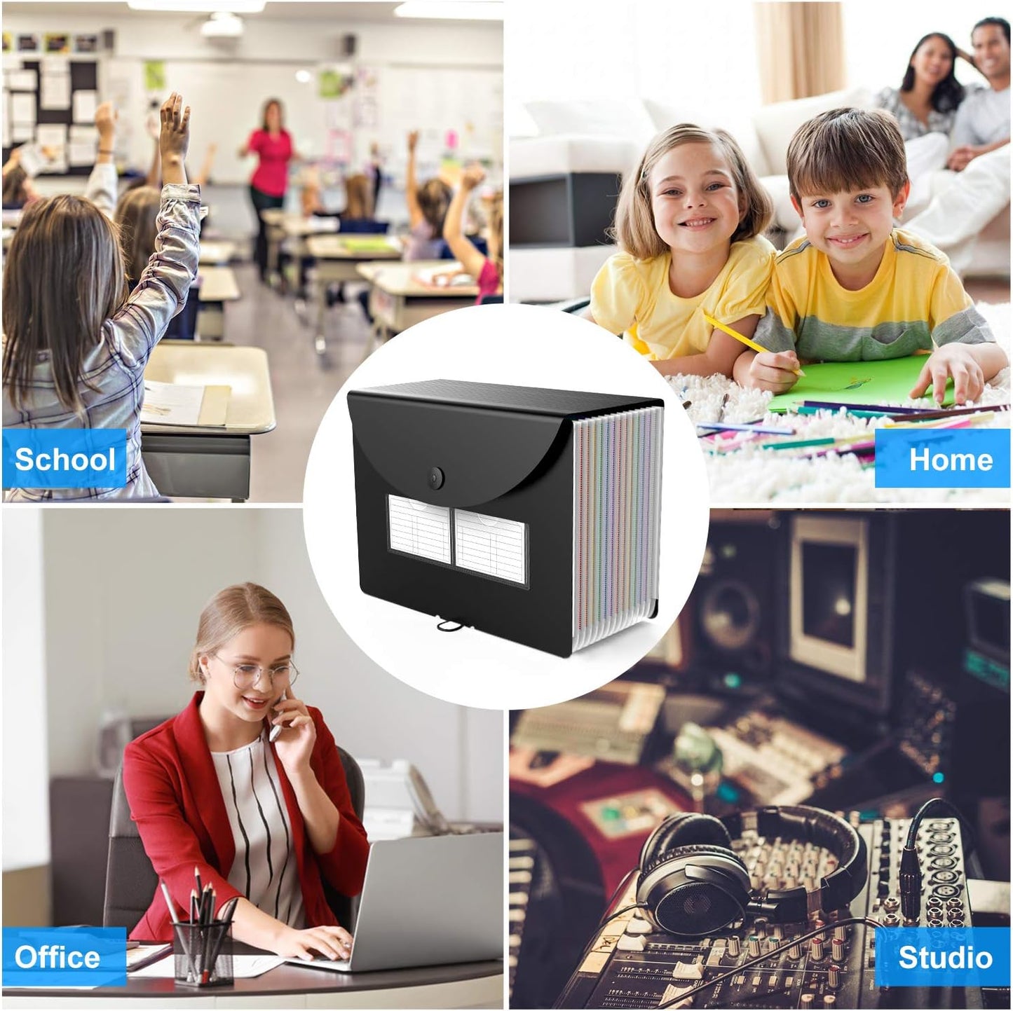 Accordion File Folder, 12 Pocket Expanding Desktop File Keeper with Labels, Portable Monthly Bill Receipt Document Storage Organizer, Letter/A4 Size