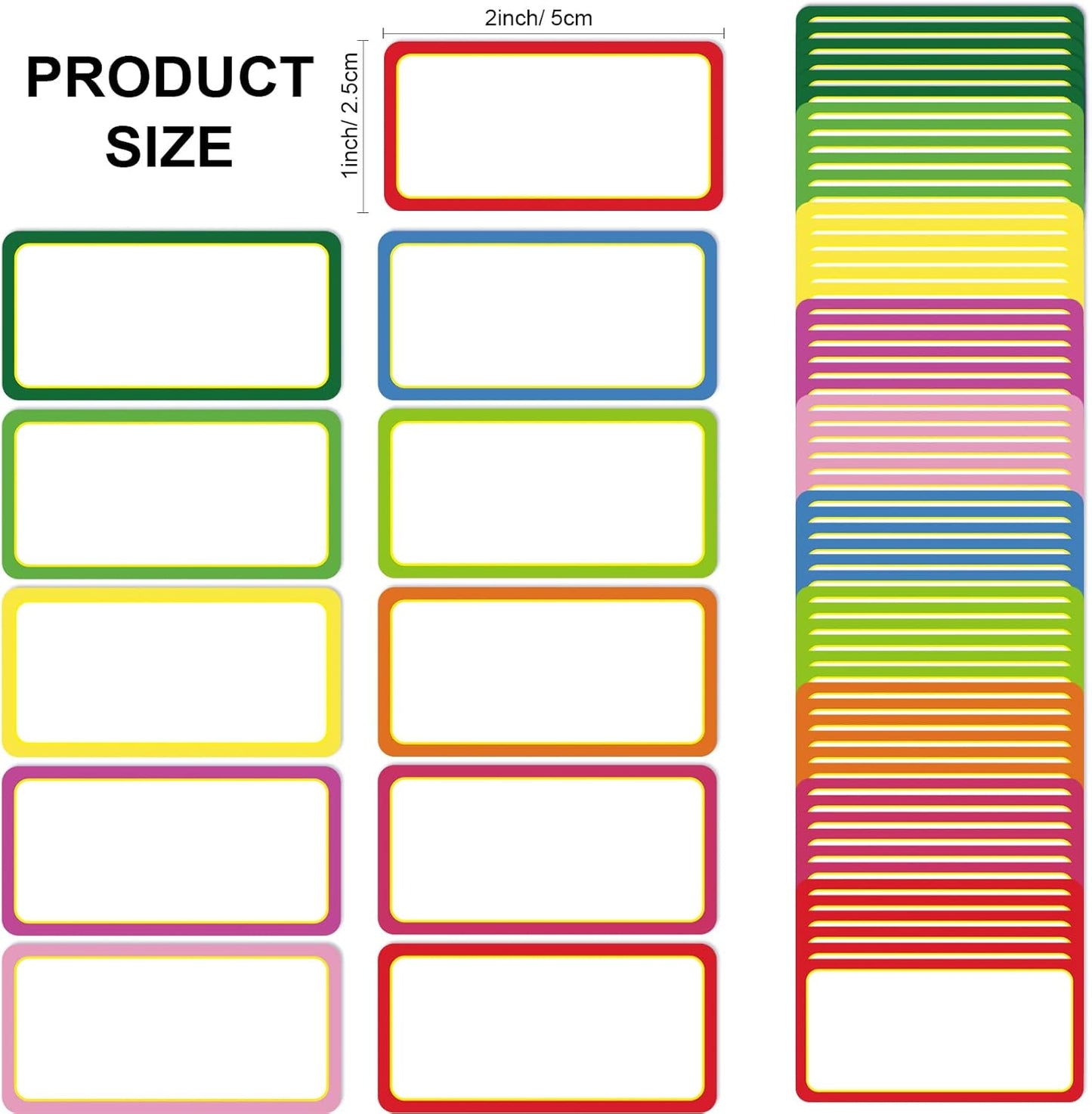 60PCS Magnetic Dry Erase Labels, 2"x1" Blank Write-On Name Tags, Color-Coded Magnet Label Stickers for Whiteboard, Locker, Fridge, Classroom, Reusable Writable Name Plates