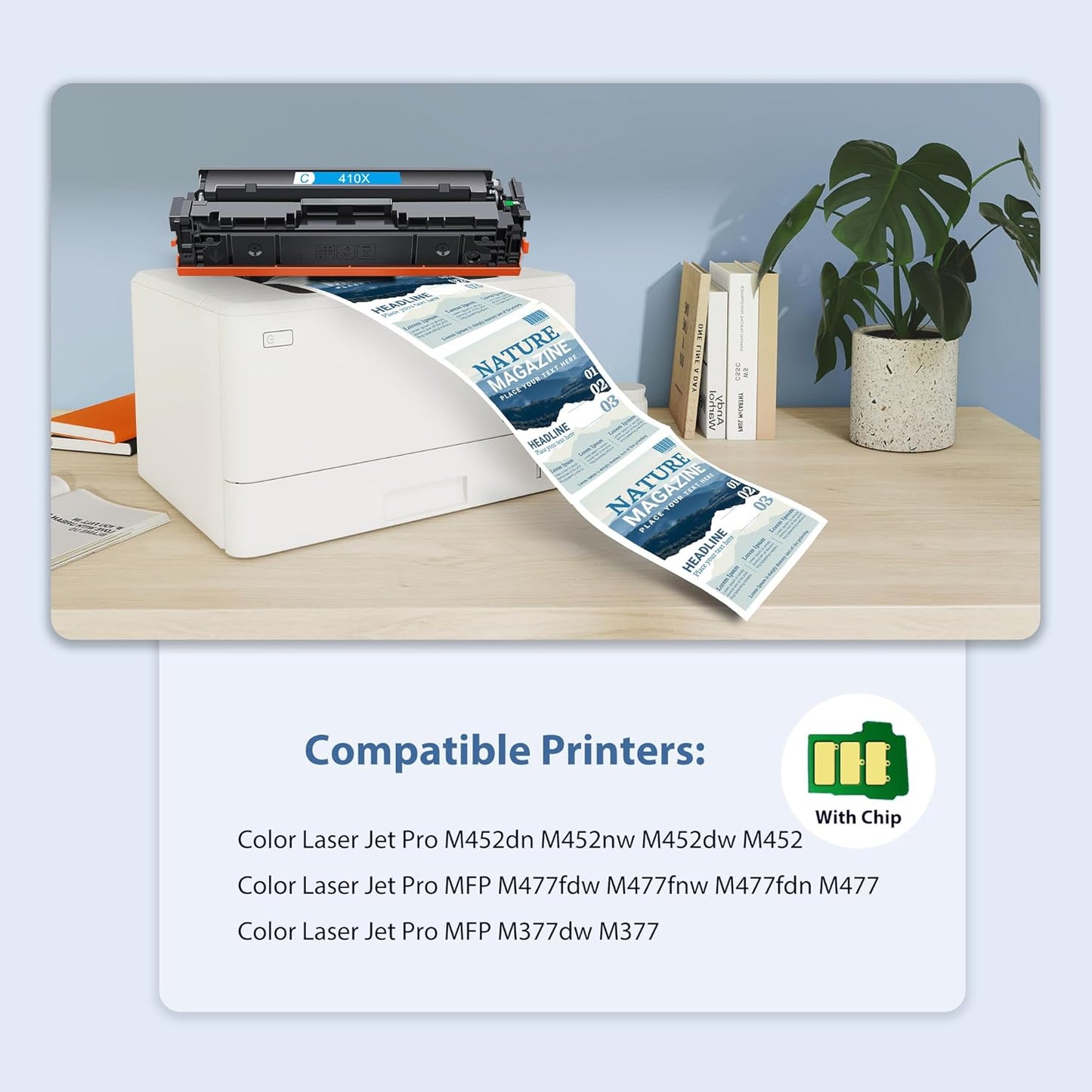 410X Toner Cartridges Compatible for HP Color Laser Jet Pro M452 Series Reaplacement for HP410X 410A Set High Yield with MFP M377dw M477fdn M477fnw M477fdw Printers (4-Pack Black/Cyan/Magenta/Yellow)