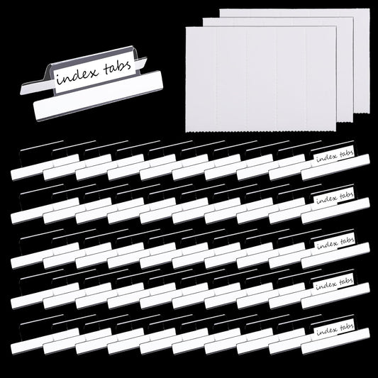 2 Inch Insertable Self Adhesive Tabs with Printable Inserts Self Adhesive Index Tabs Clear Plastic Sticky Divider Tab Divider Tab Stick on Paper Stickys Tabes with File Folder Labels for Binder, 50PCS