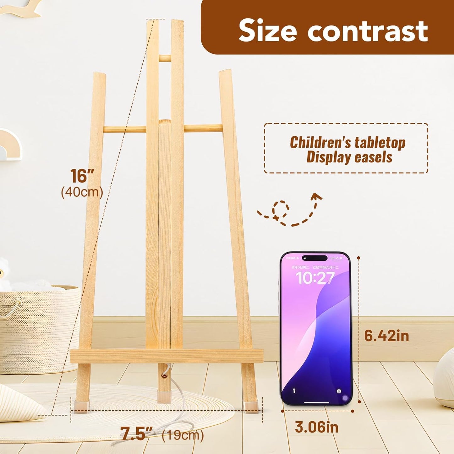 AROIC 8 Pack 15 Inch Wood Easels, Easel Stand for Painting Canvases, Art, and Crafts, Tripod, Painting Party Easel, Kids Student Table School Desktop, Portable Canvas Photo Picture Sign Holder.