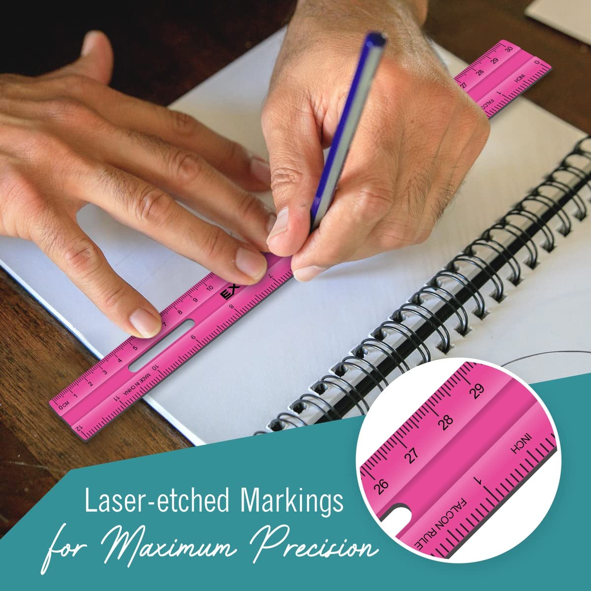 Clear Plastic Rulers 12 Inch, Rulers Bulk for Classroom Assorted Colors 30 Count Metric and Inches Ruler, Shatterproof Ruler 12 Inch