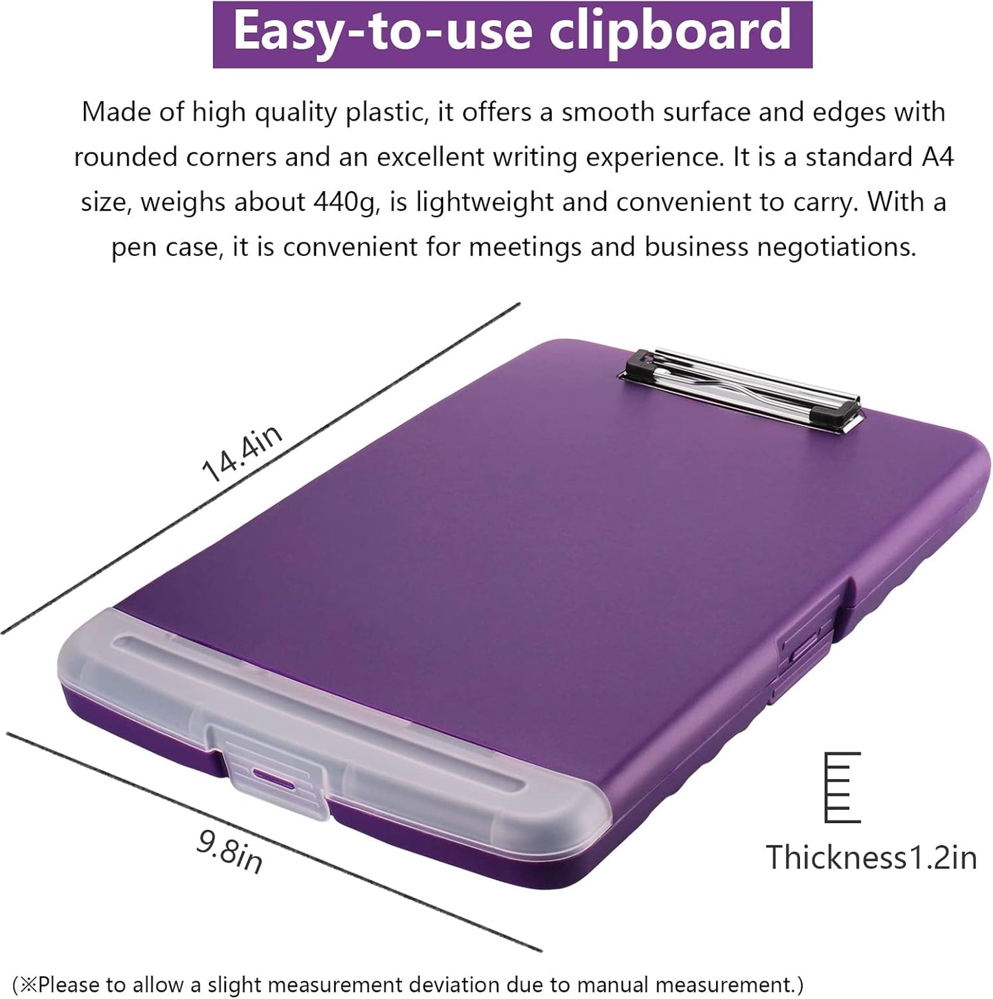 Clipboard with Storage,A4 Binder Clipboards with Pen Holder Nursing Clipboards,Clip Boards 8.5x11 with Storage-Side Open,Storage Clipboard with Low Profile Clip,Clip Board for Office Supplies-Purple