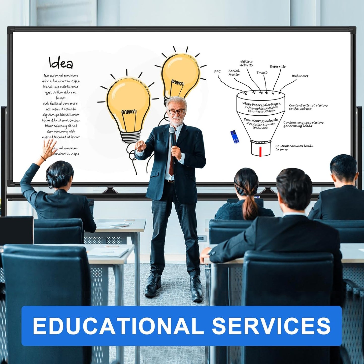 4'x8' Large Dry Erase White Board with Rolling Stand 96"x48" Double-Sided Mobile Magnetic Whiteboard on Wheels, Including 3 Magnetic Erasers, 7 Markers, 30 Magnets