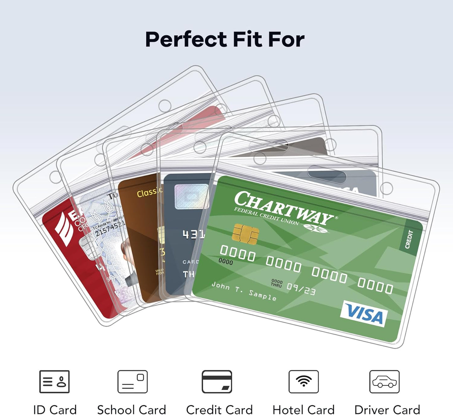 Abeyath10 Pack Extra Thick ID Card Name Badge Holder Heavy Duty Waterproof Clear Plastic PVC Horizontal Sleeve Pocket Resealable