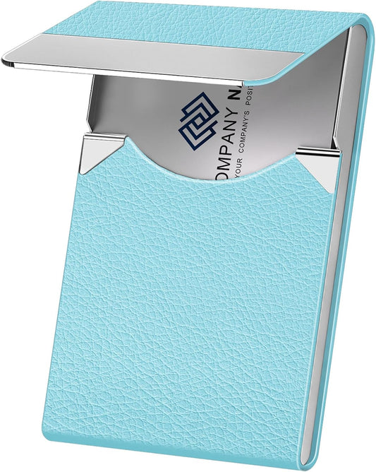 Business Card Holder, Pocket Business Card Case, Slim Card Holders for Men or Women, PU Leather Business Card Carrier Metal RFID Blocking Name Card Holder with Magnetic Clasp