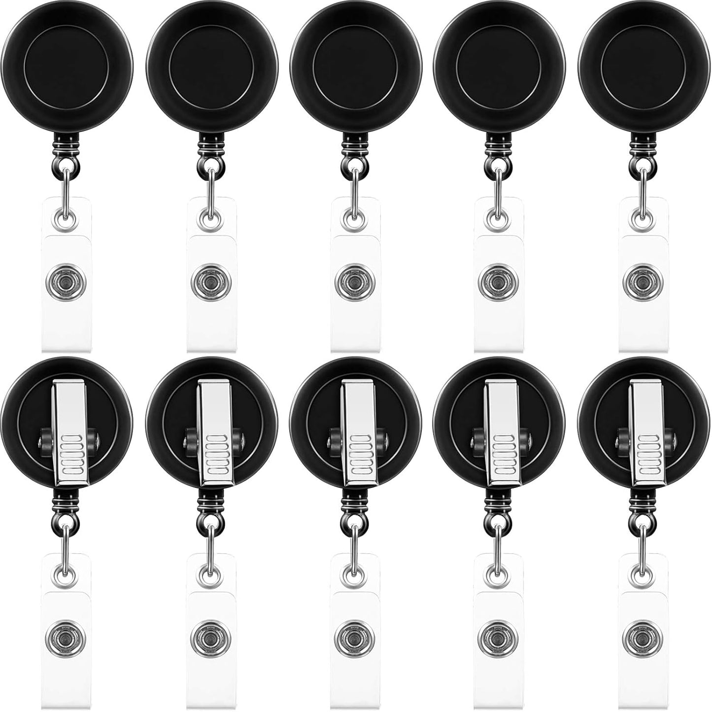 50 Pieces Retractable Badge Holder Reels with Swivel Alligator Clip, ID Card Holder Name Badge Reel Clips for Students Teachers Office Workers (Black)